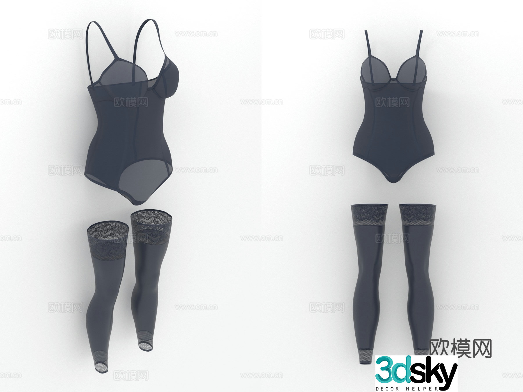 Onesie Full Body Jumpsuit Pantyhose Set Women’s Clothing 3d Model