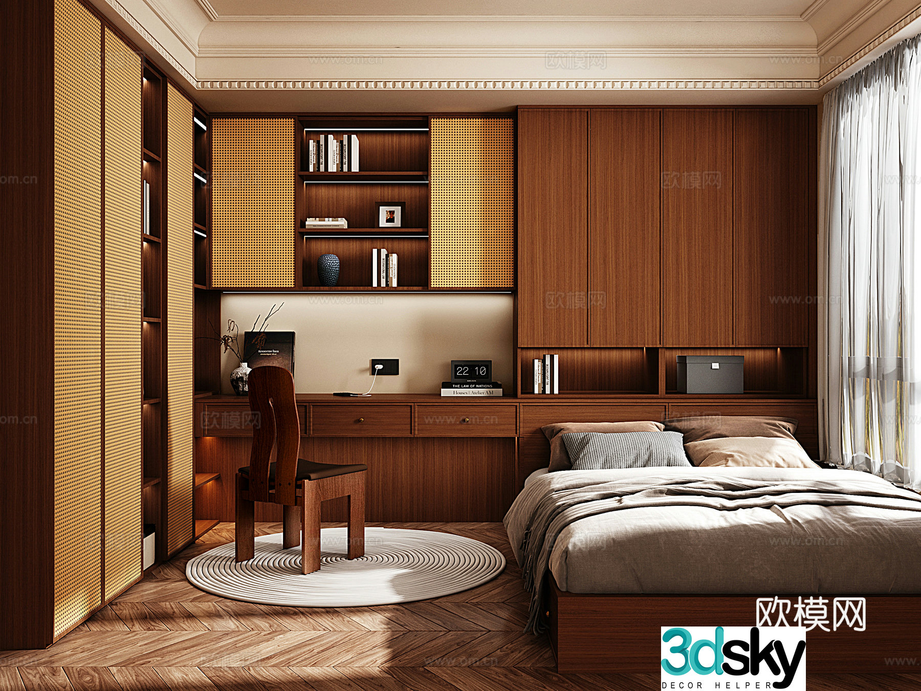Retro style medieval style tatami bedroom Song style tatami bedroom Zen tatami bedroom 3D model