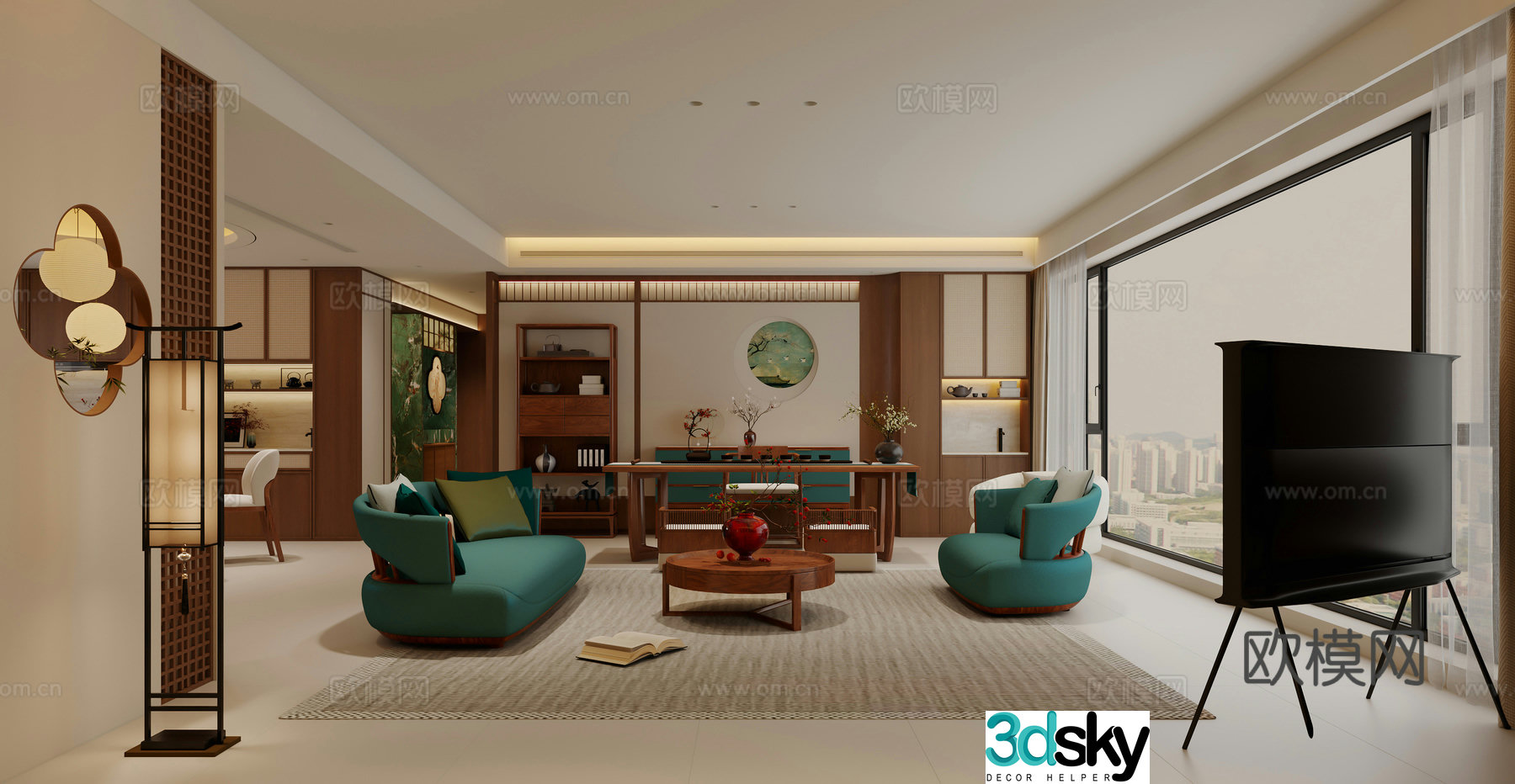 New Chinese style Song style aesthetics Living and dining room 3D model