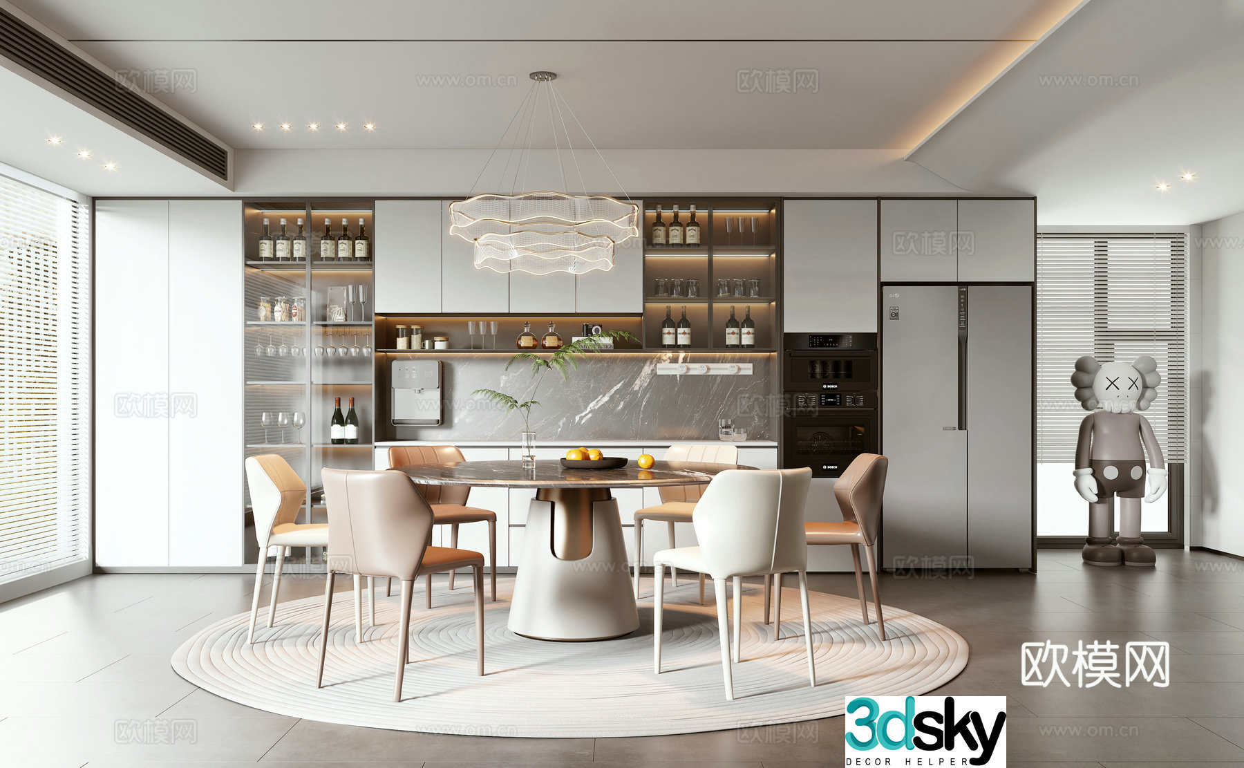 Modern light luxury restaurant 3D model