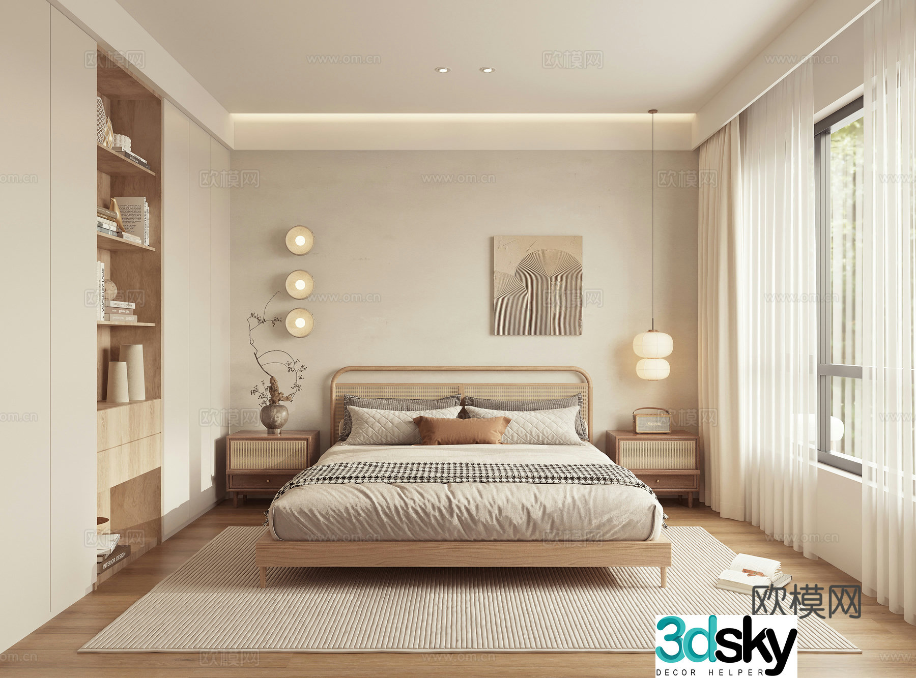Wabisa bedroom Japanese style bedroom double bed master bedroom second bedroom 3D model