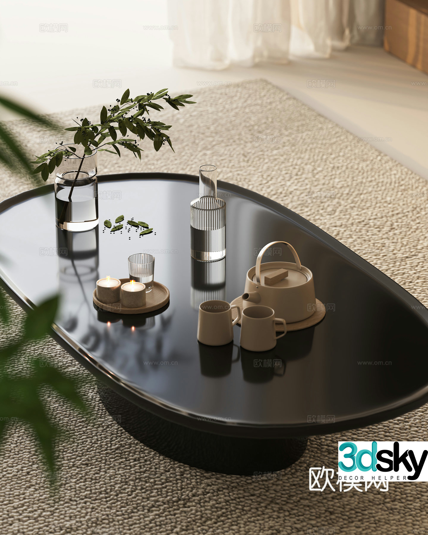 Retro Wasabi ornaments combination Middle Wasabi ornaments combination Coffee table ornaments sideboard ornaments 3D model