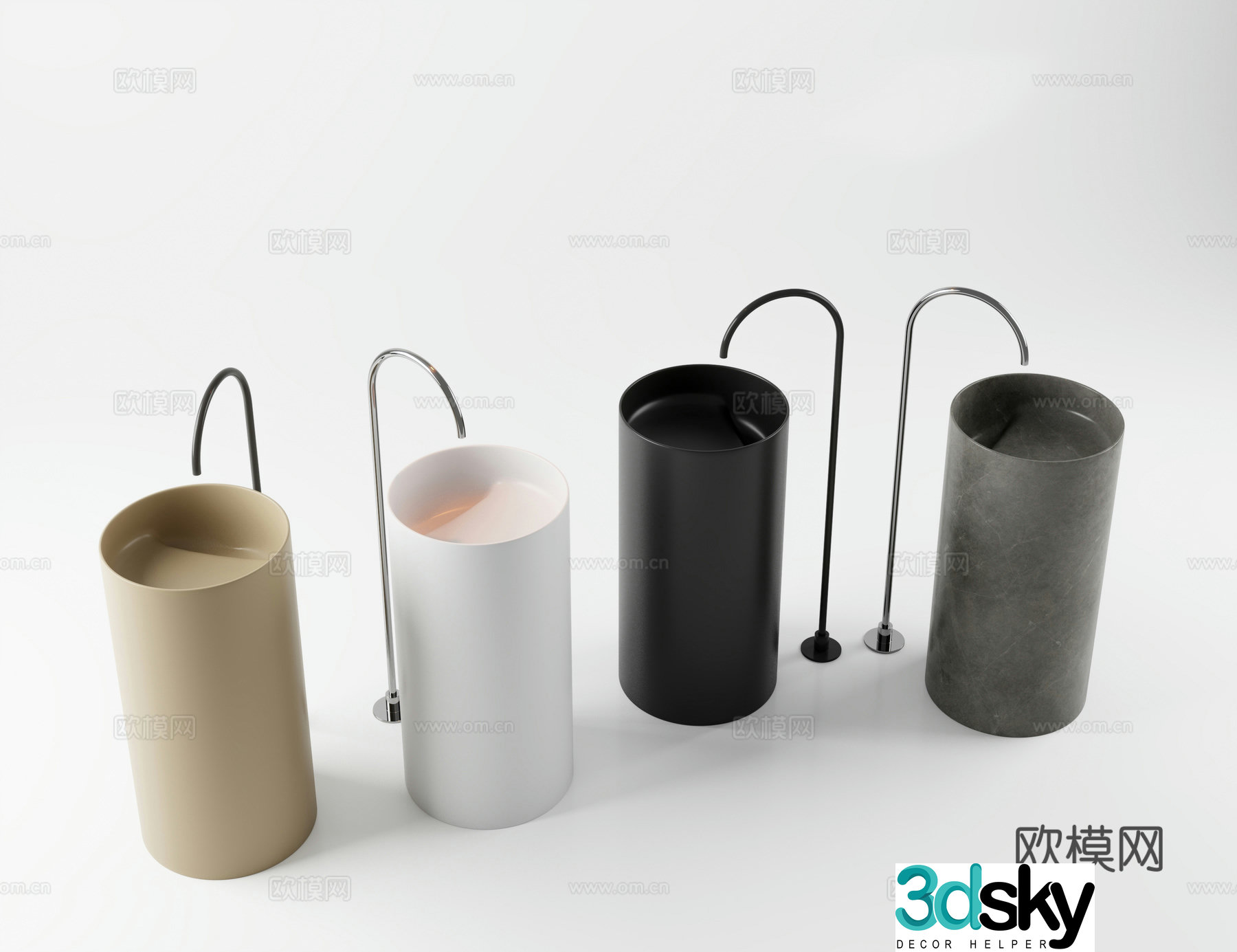 Wash basin bathroom bathtub column basin 3d model