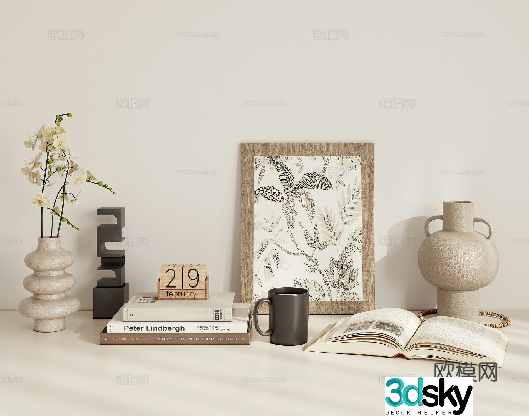 Combination ornament potted 3D model