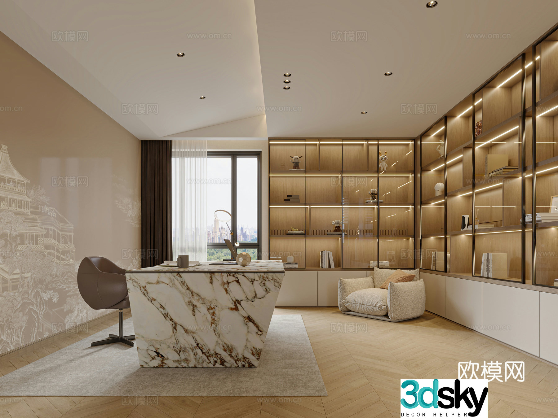 Modern study 3d model