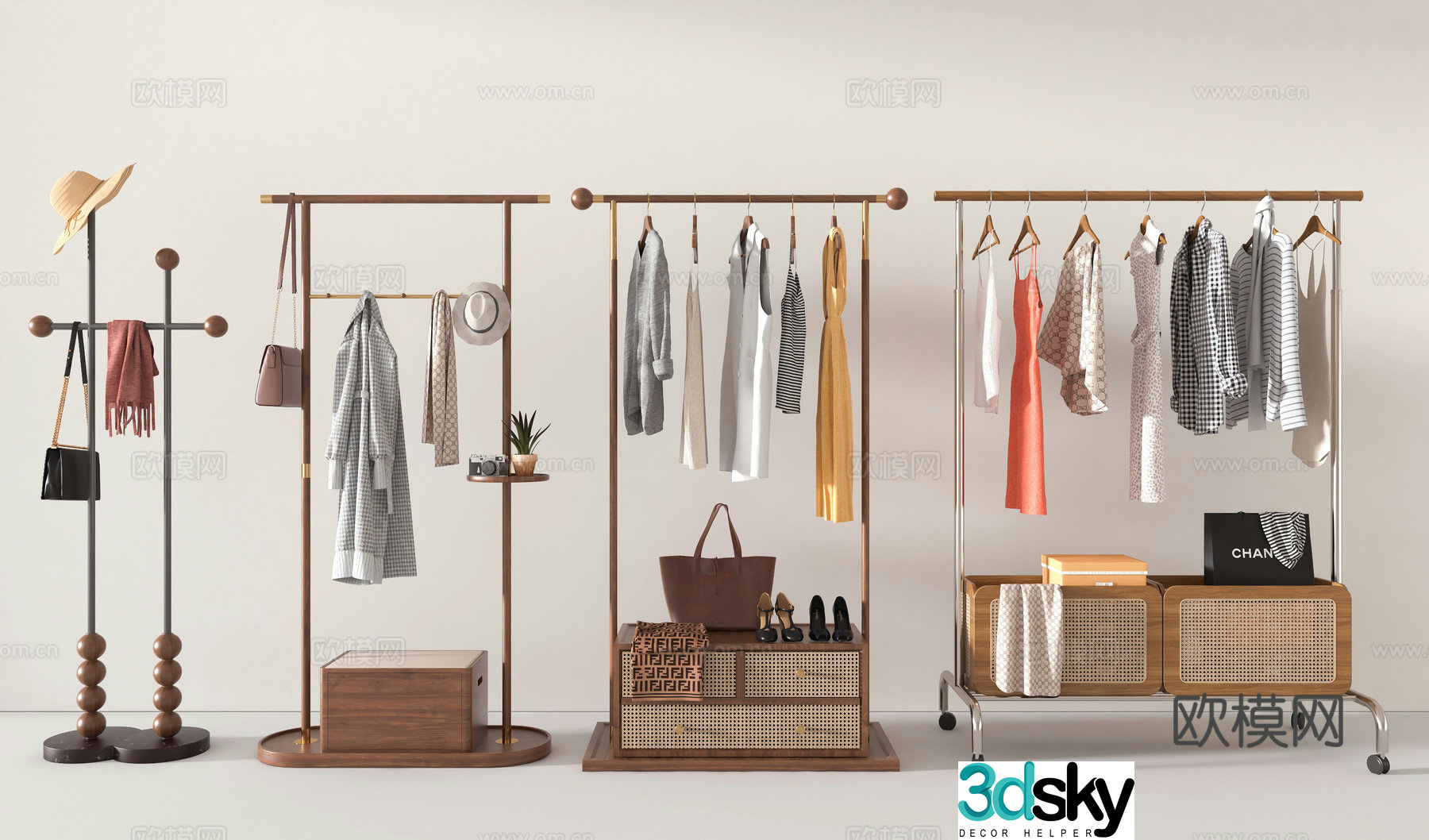 Retro medieval windbreaker hanger clothes rack clothes rack French clothes rack clothes rack metal clothes rack combination 3D model