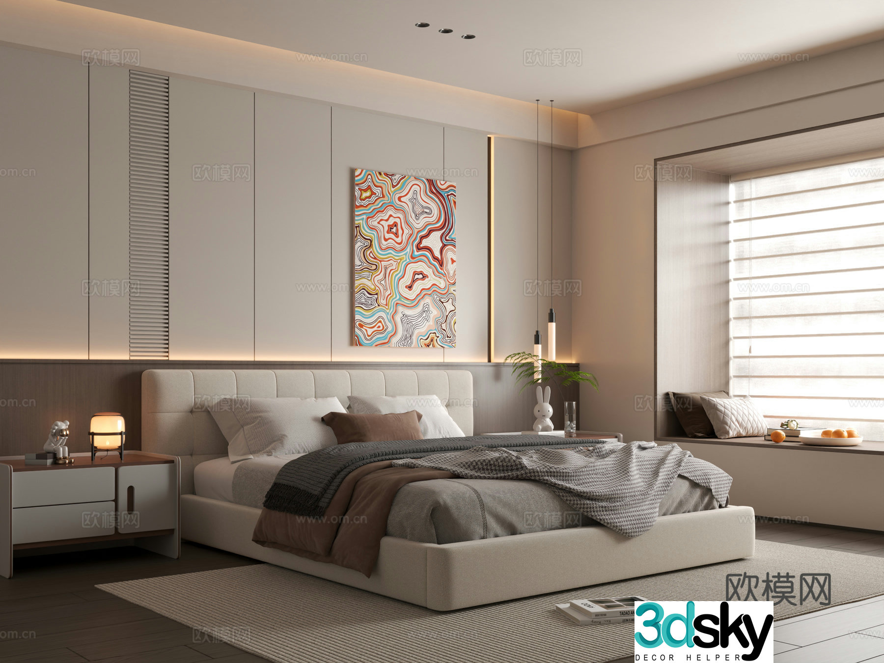 Modern bedroom Italian bedroom Bedroom Bedroom Bedroom Background Wall 3D Model