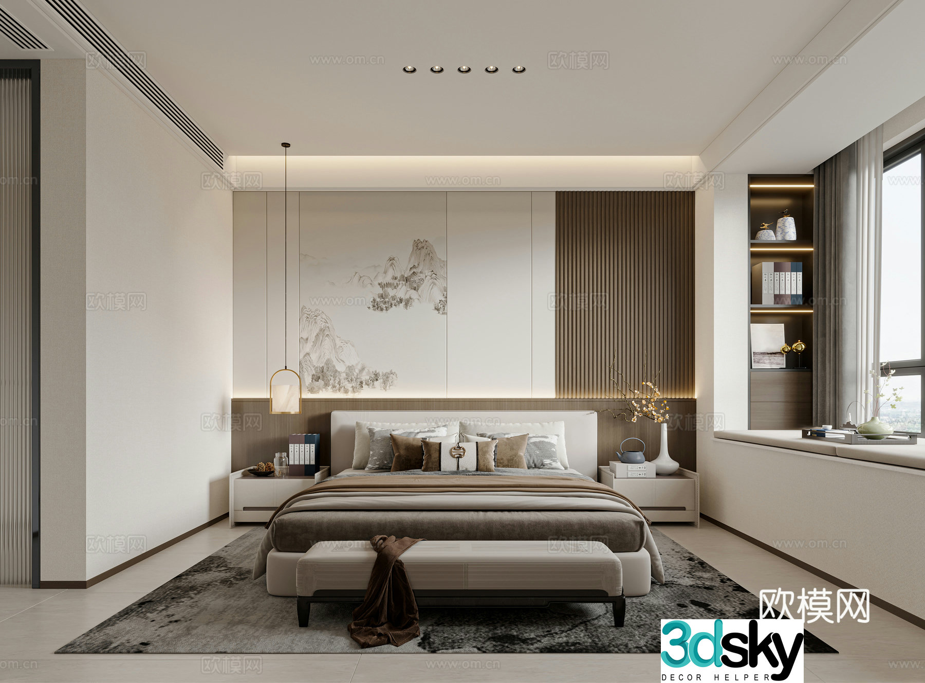 New Chinese bedroom 3D model