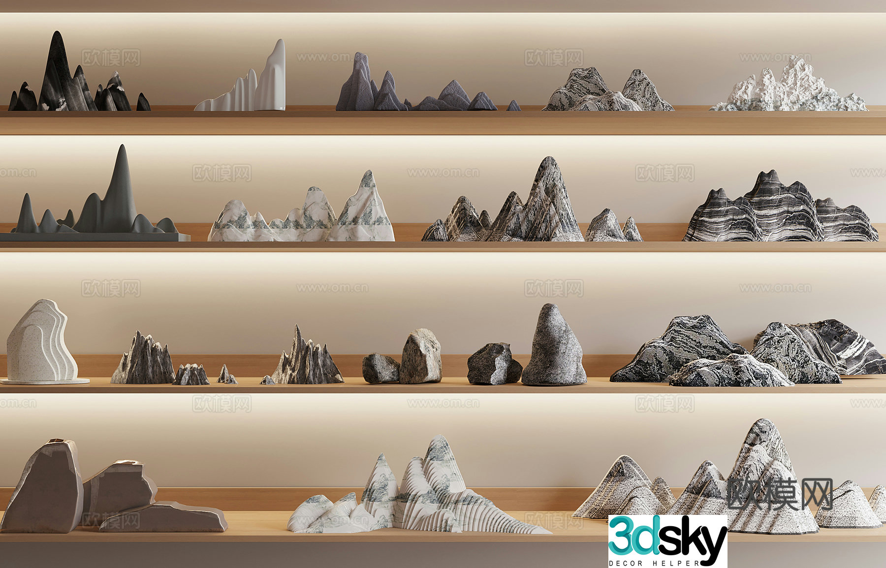 New Chinese rockery mountain-shaped stone 3D model