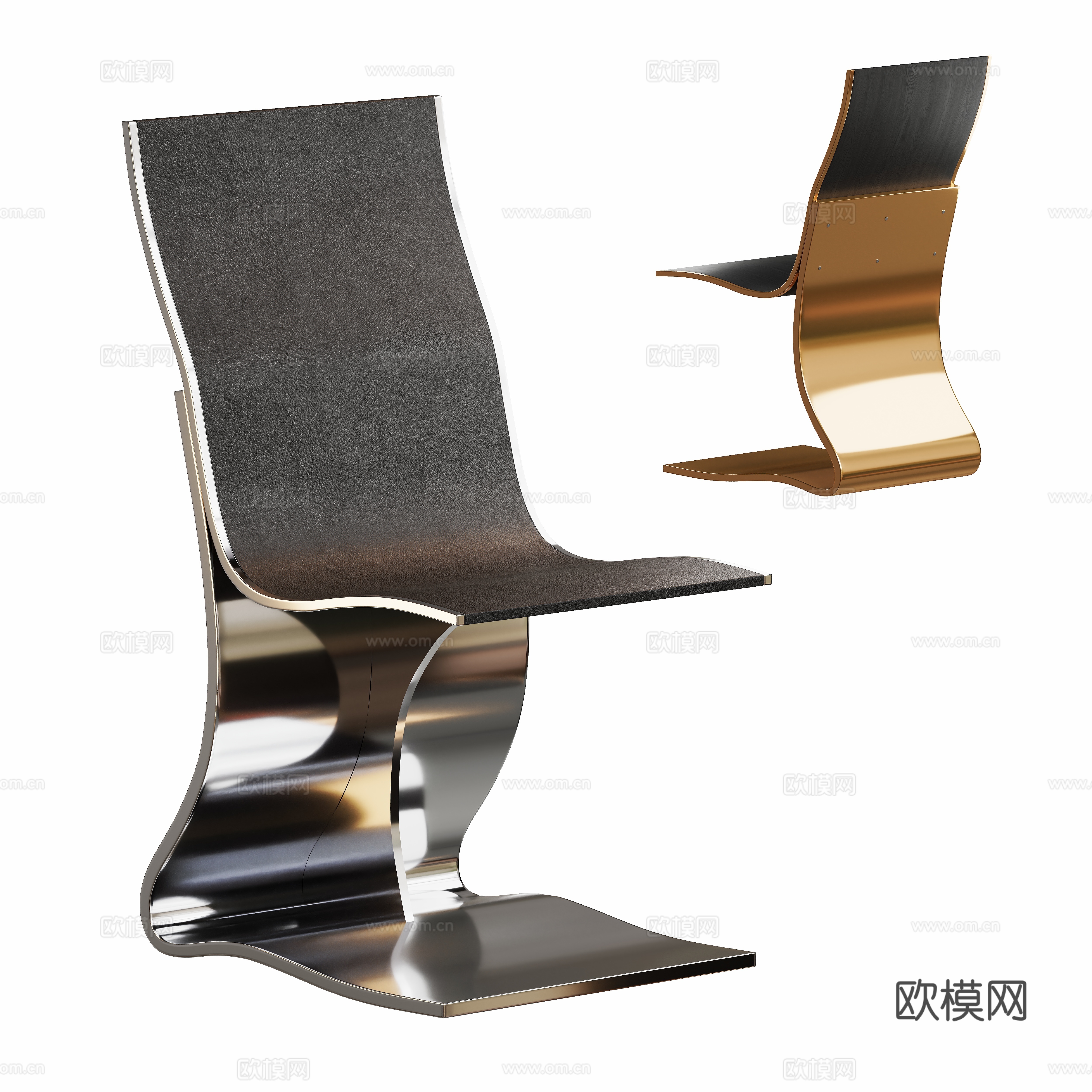 Modern art shaped dining chair 3d model