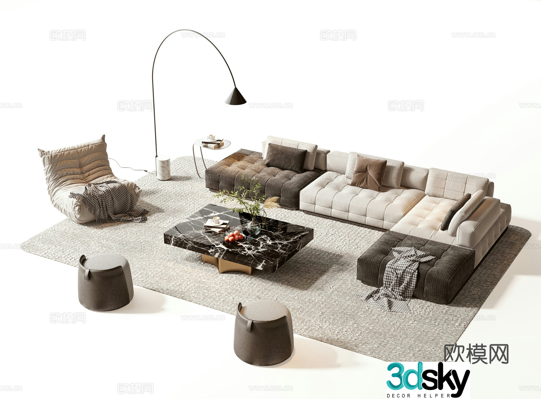 Modern sofa coffee table set 3d model