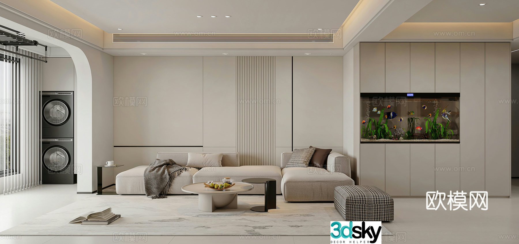 Modern living room Combination sofa Bathtub Modern living room and dining room Cream style Simple living room and dining room 3d model