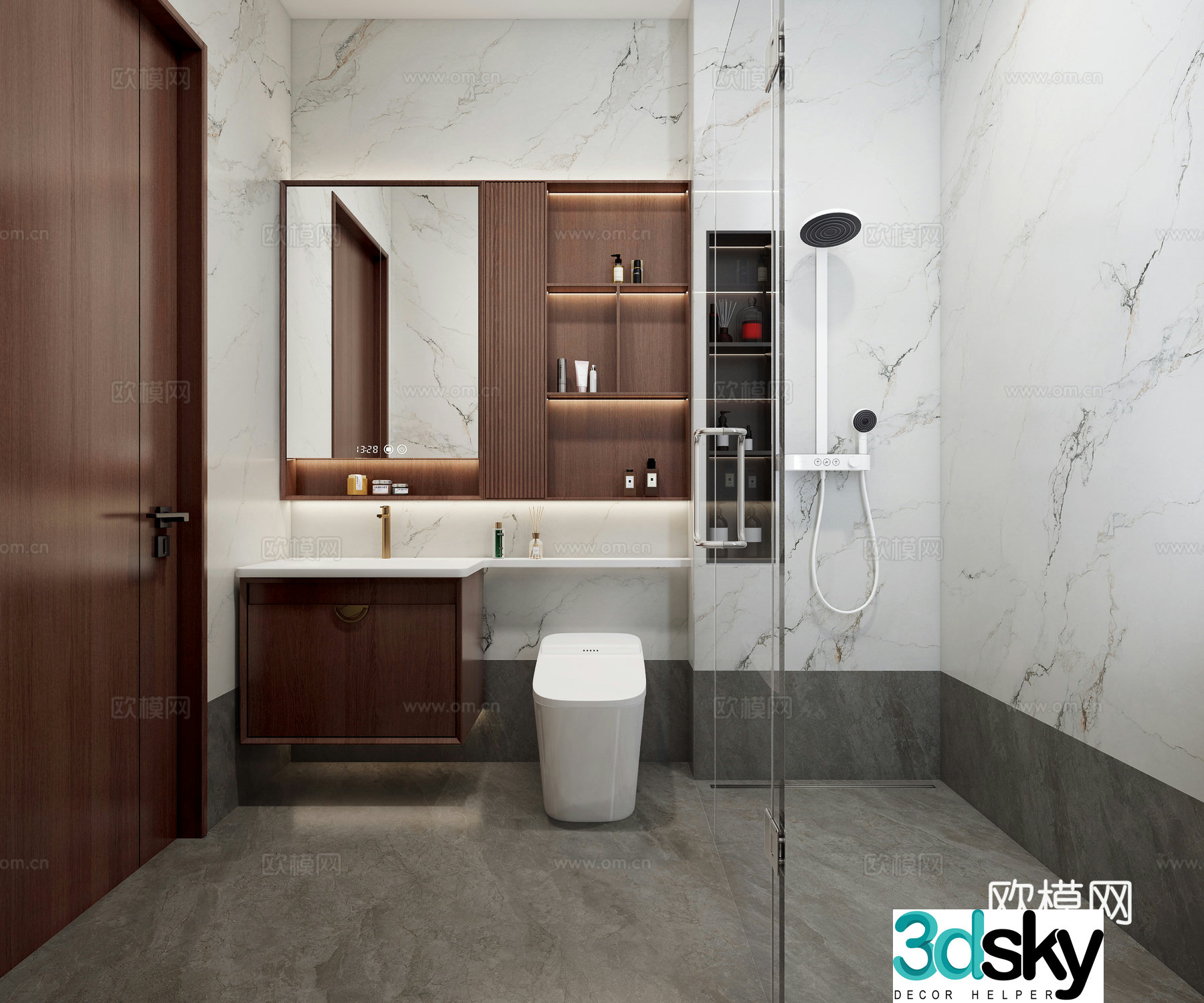 New Chinese bathroom bathroom cabinet bathroom small 3D model