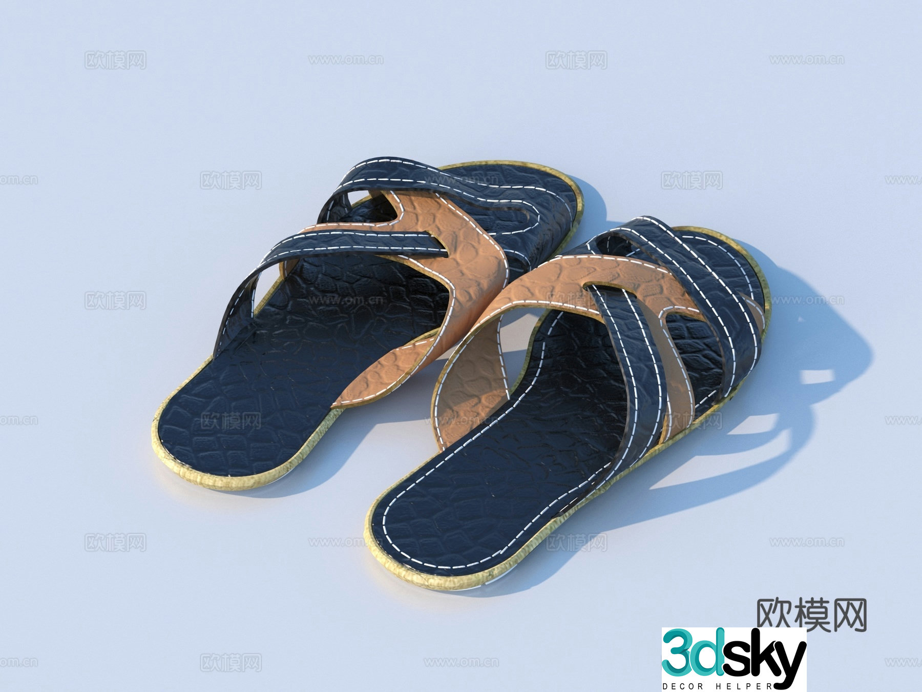 Slippers Shoes Sandals Casual Shoes 3D Model