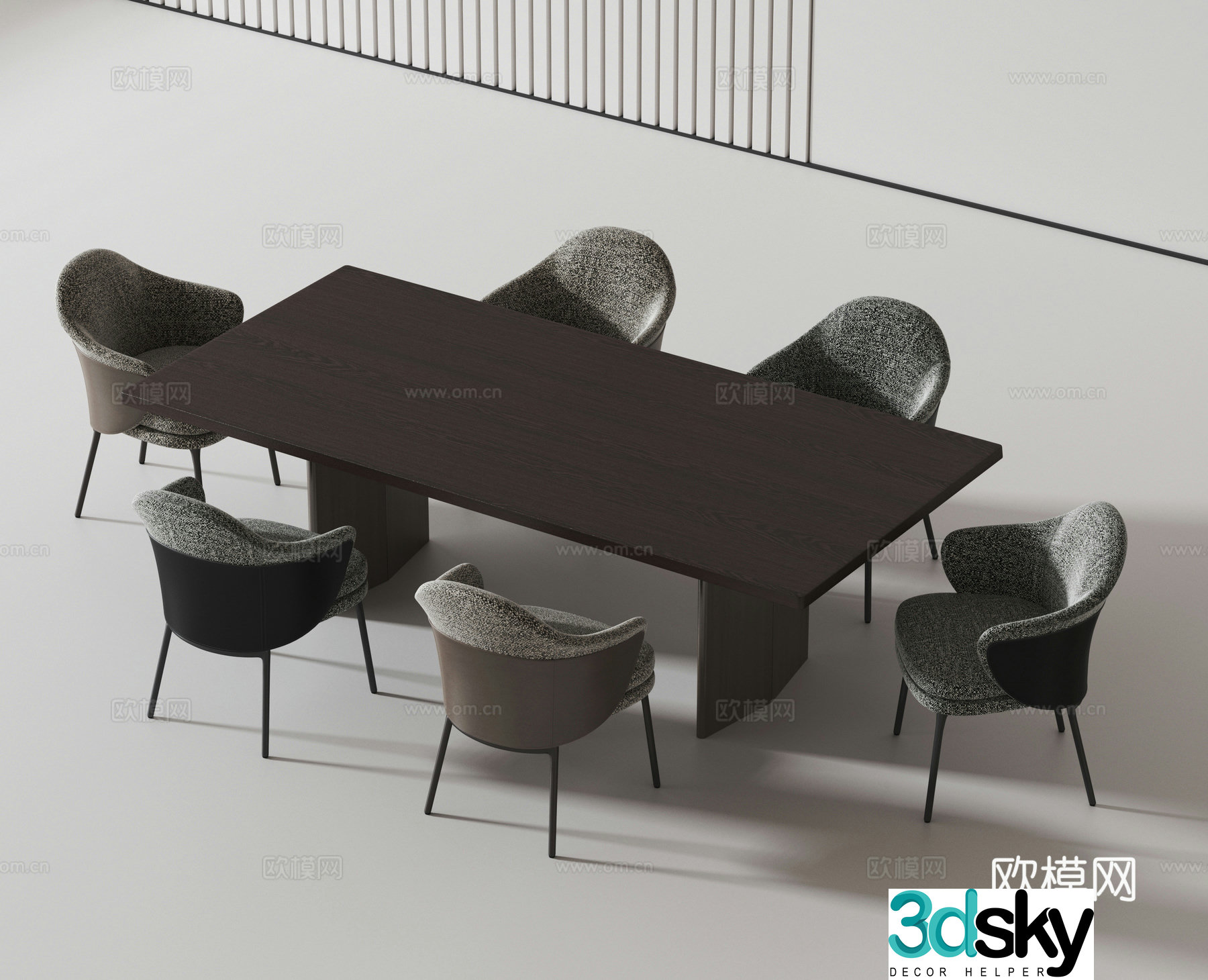 Modern dining table and chair 3d model