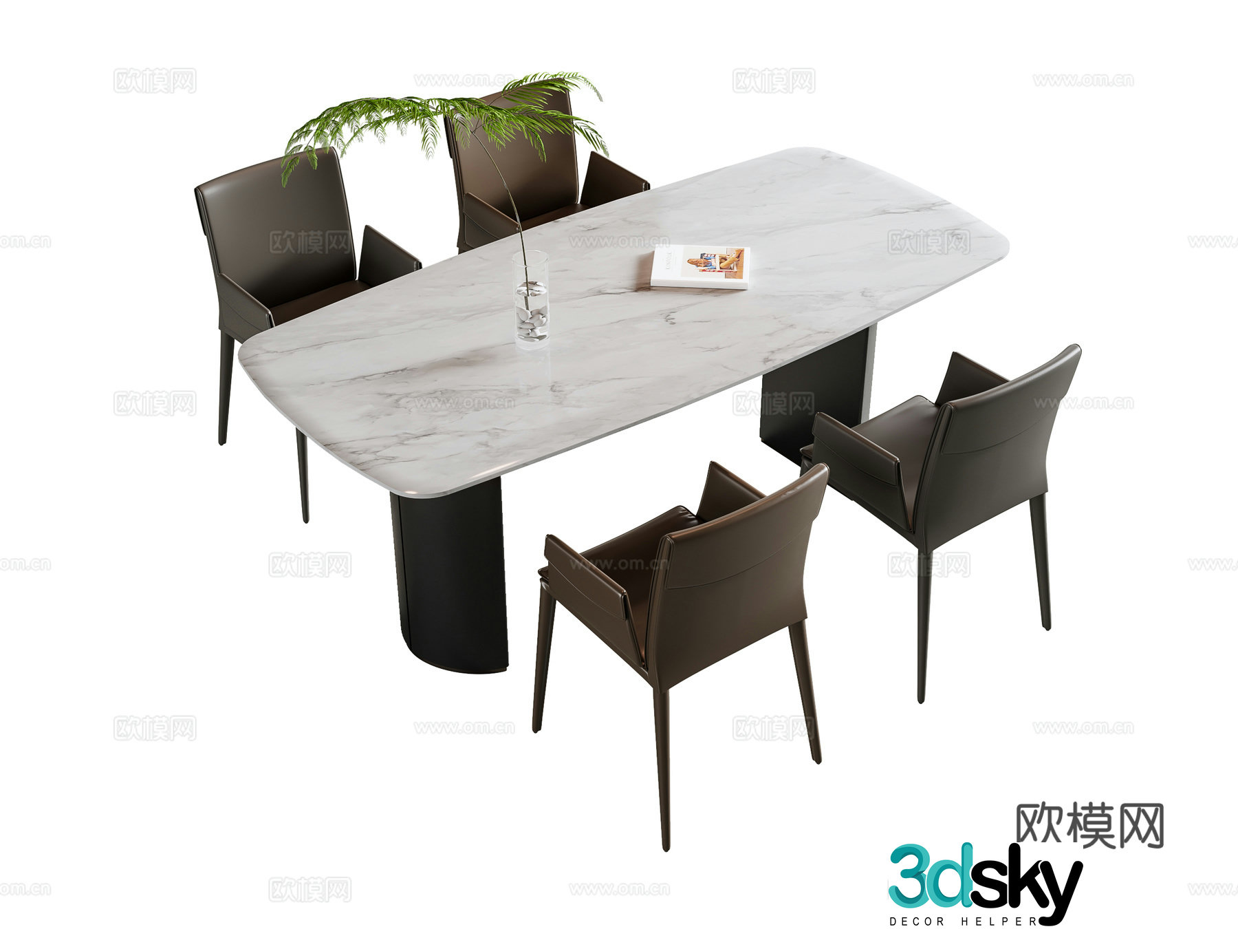 Modern Italian dining table and chair 3d model