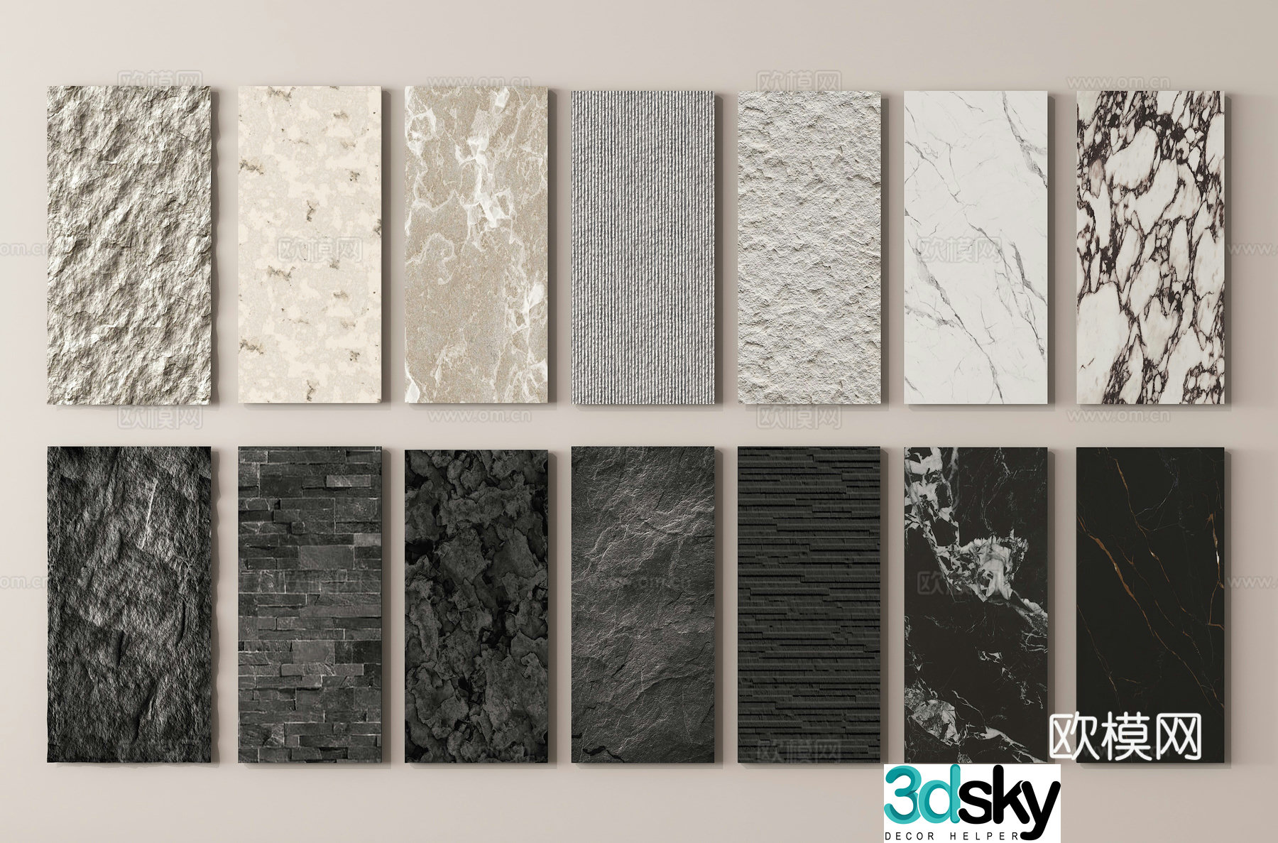 Stone marble stone wall panel terrazzo background wall 3d model