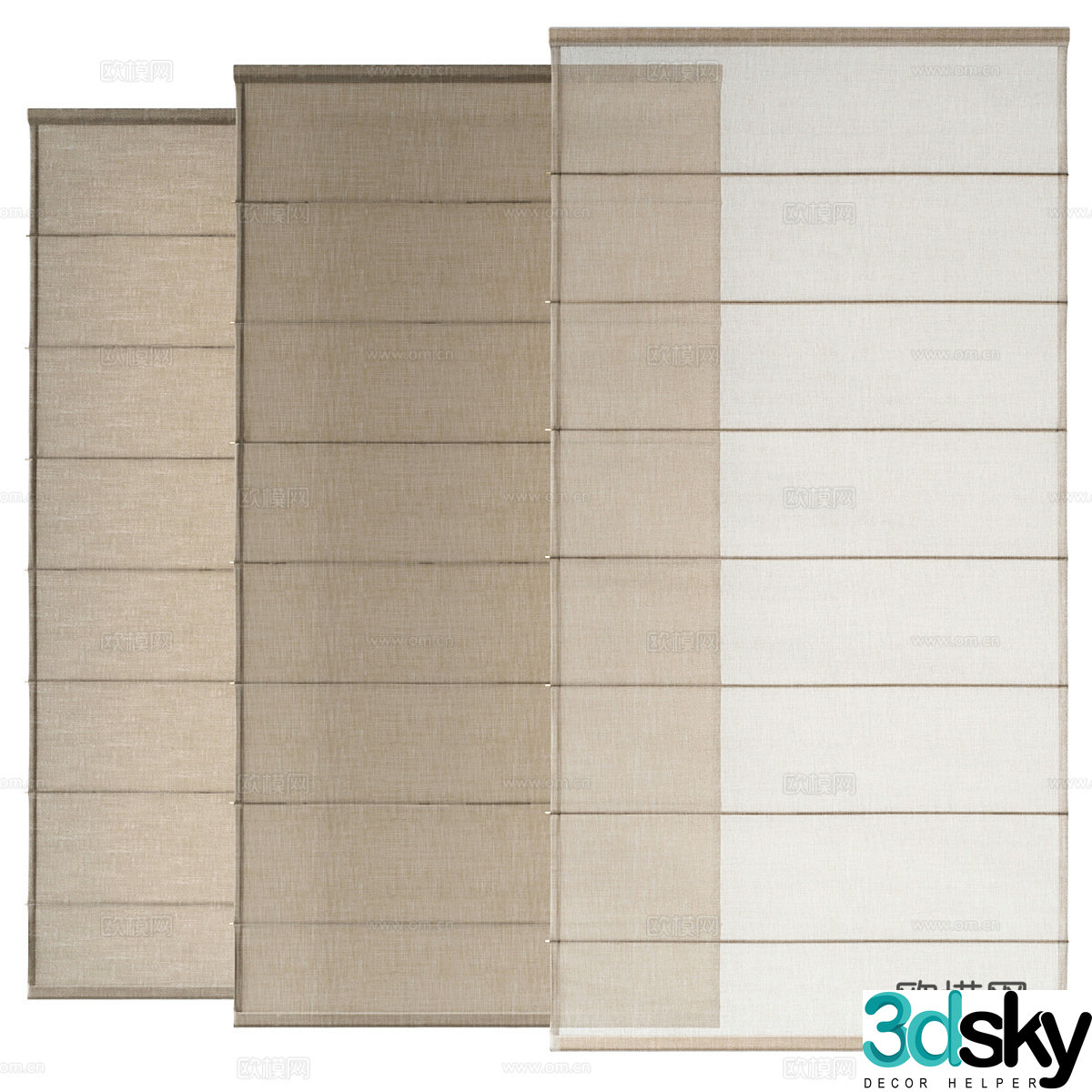New Chinese Roman curtain 3D model