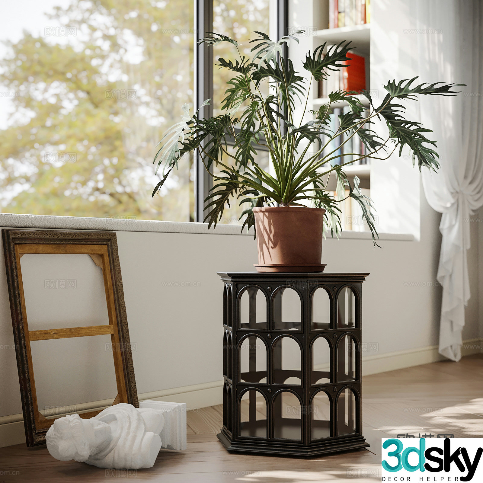 Green plant potted plants retro side angle 3D model