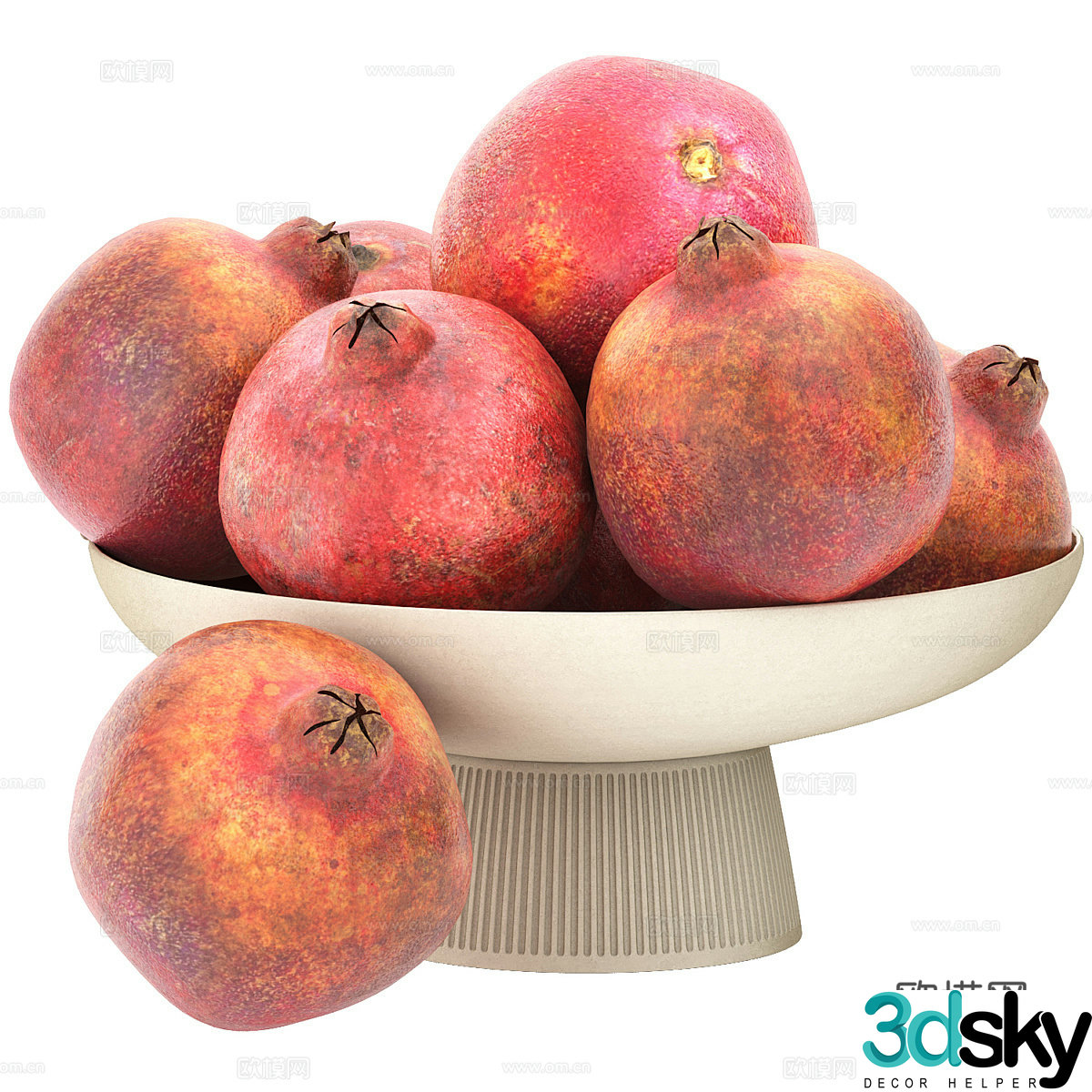 New Chinese style Wasabi Pomegranate Fruit Fruit Plate 3D Model
