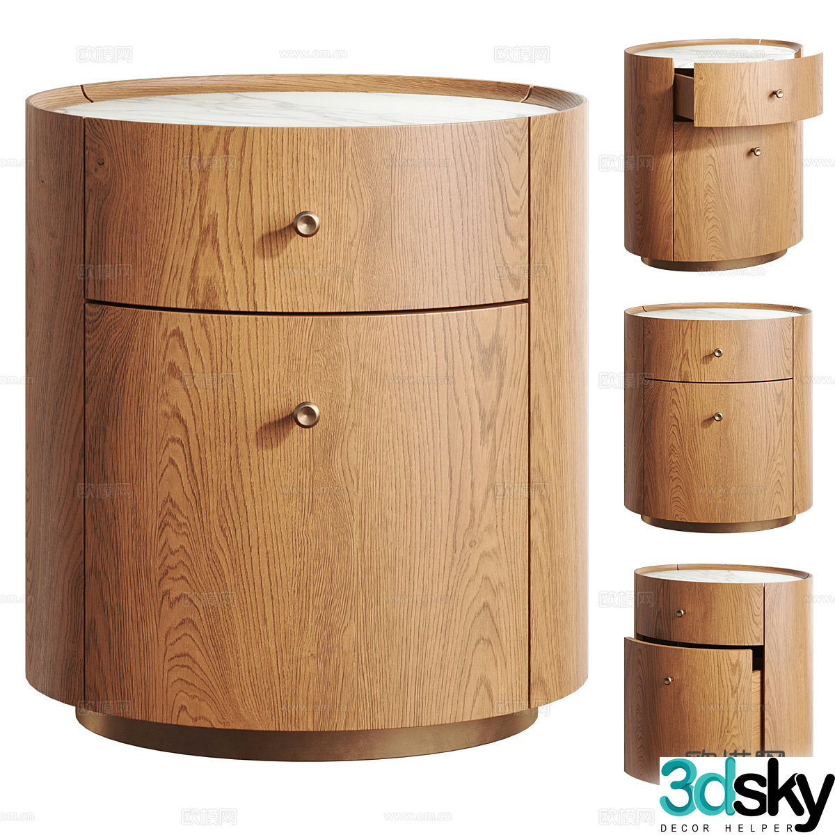 New Chinese style Andrea bedside table 3D model