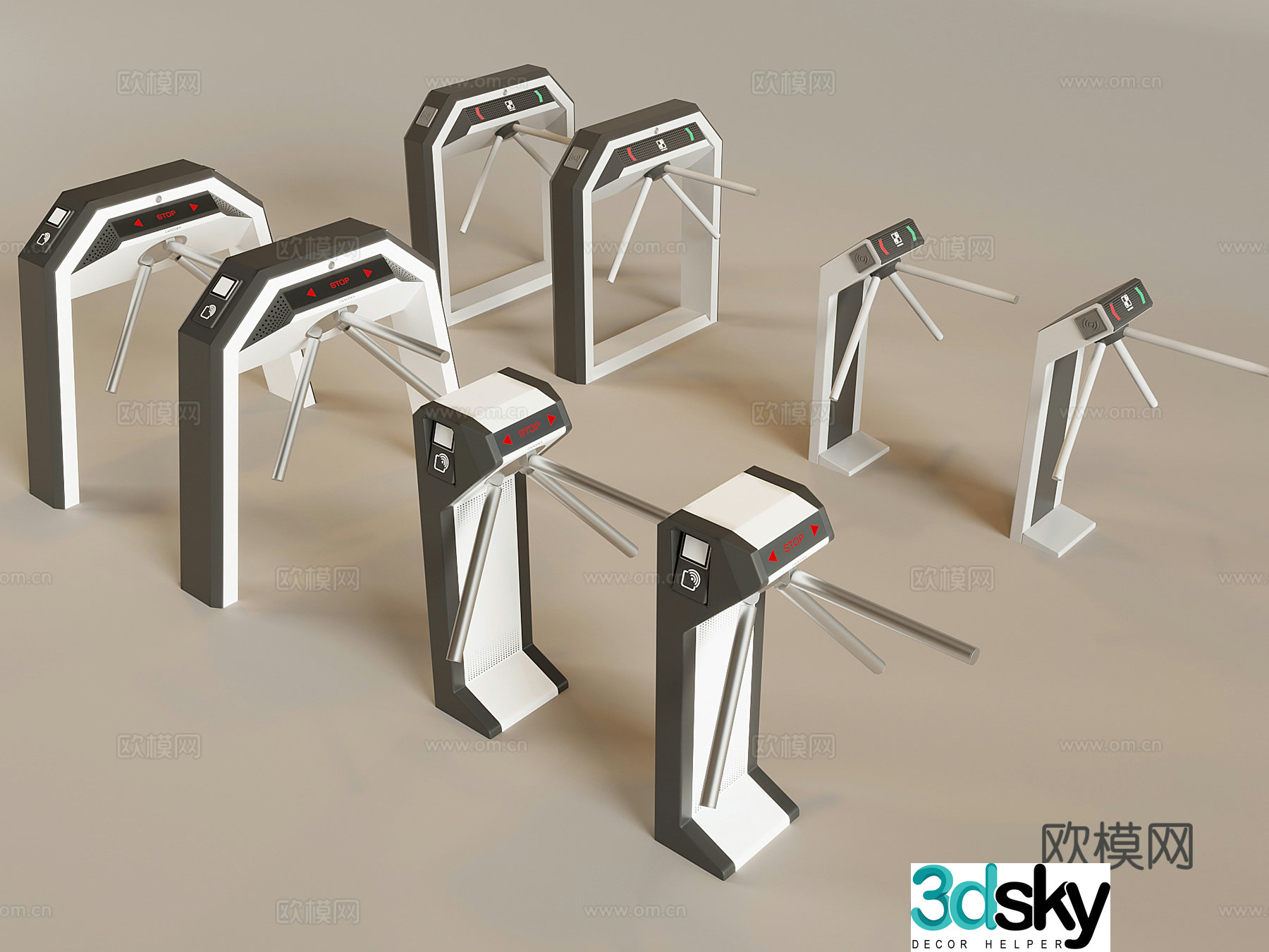 Automatic sensing access gate gate gate security instrument security door public equipment 3D model
