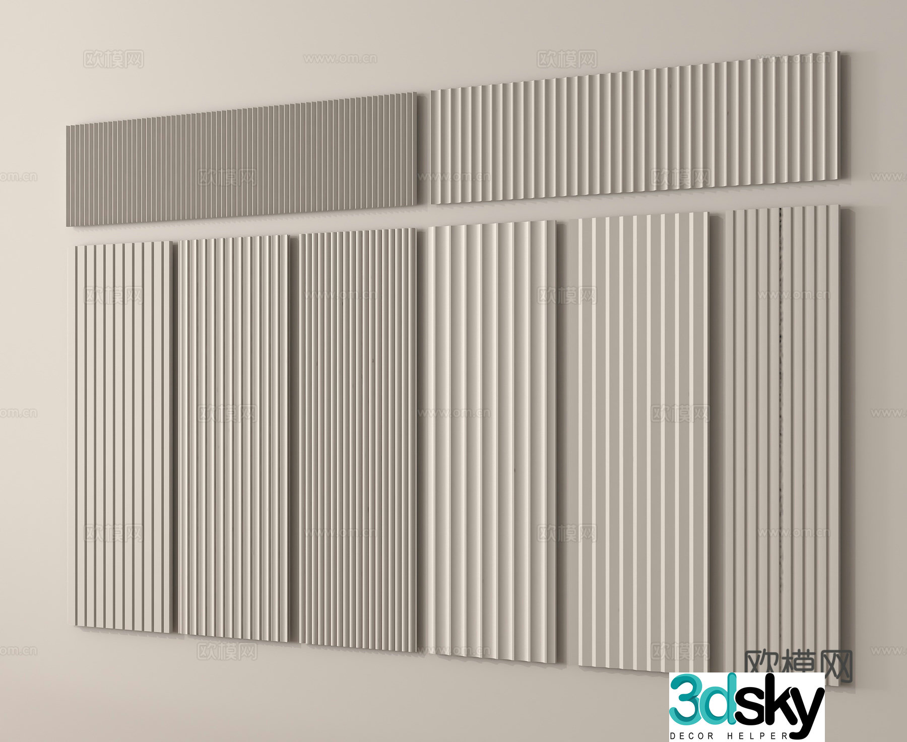 Great Wall Board Grid Board Wall Board Wavy Board 3D Model