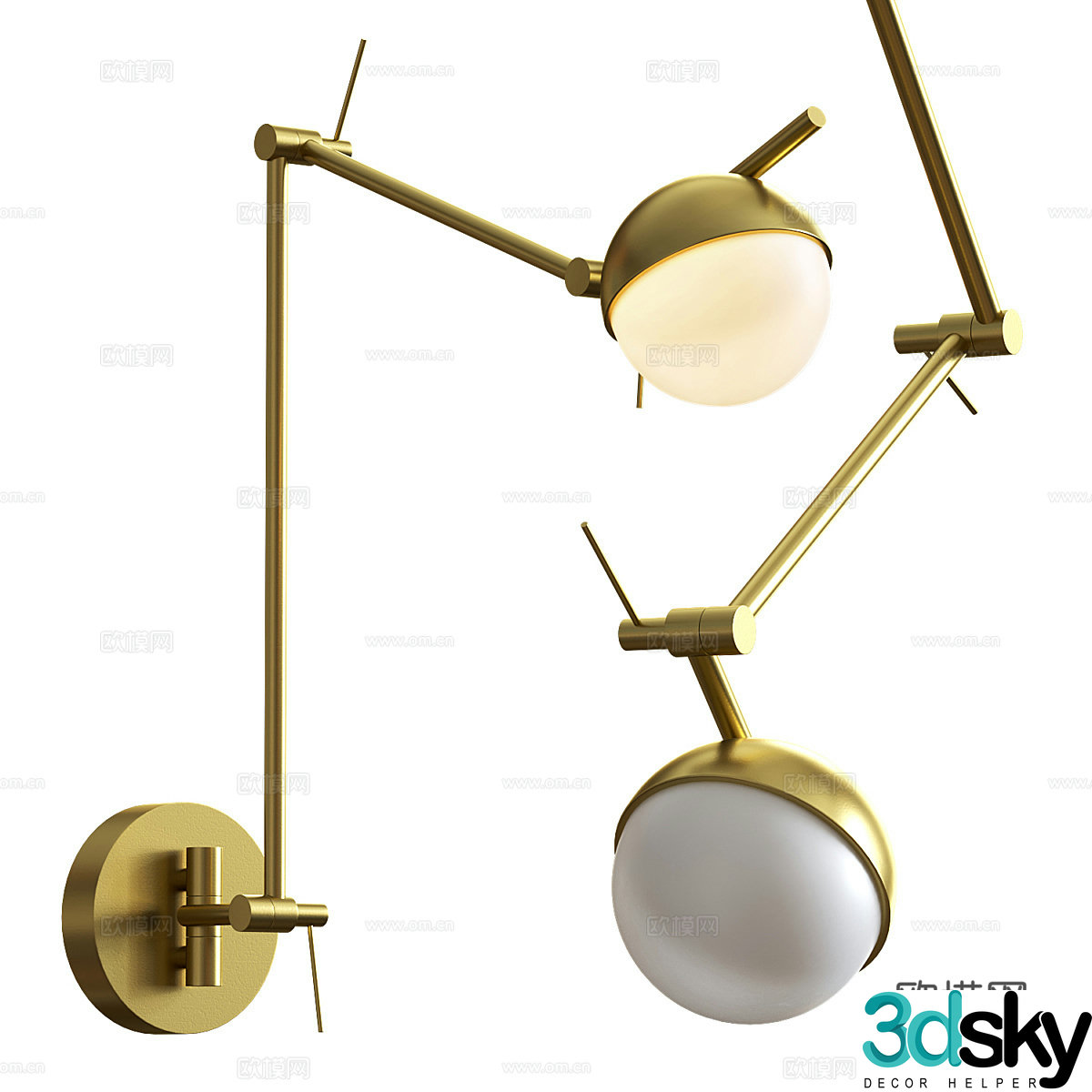 Modern light luxury spherical decorative wall lamp 3d model