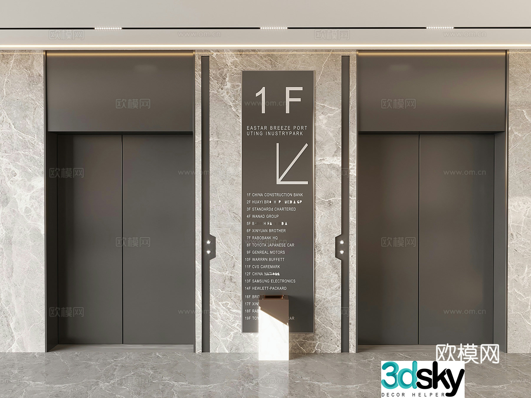 Hotel lift elevator office elevator hall button lobby stainless steel elevator 3D model