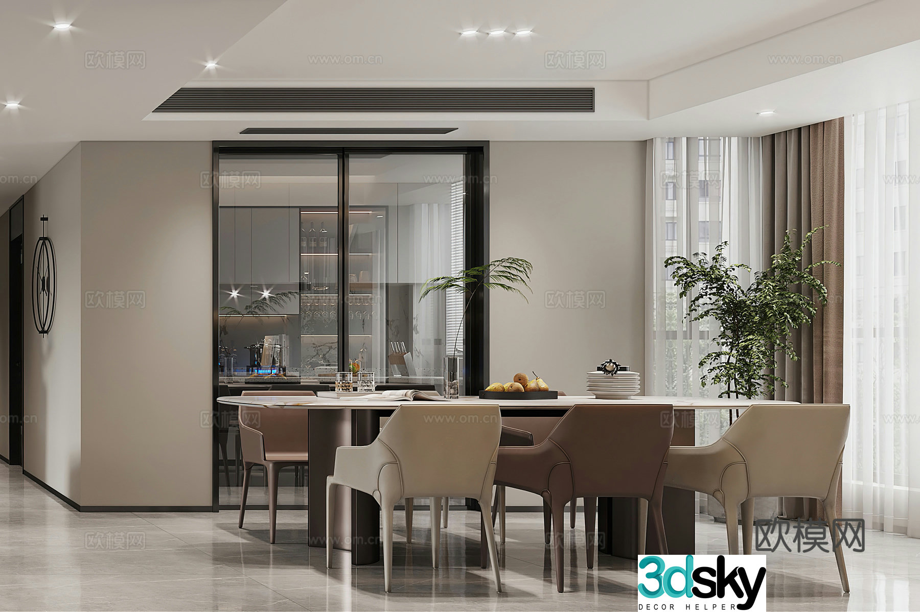 Modern restaurant Simple restaurant Dining table Modern living restaurant G5793d model
