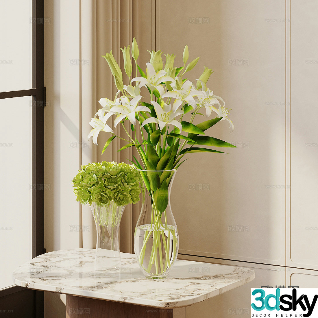 Modern flower art Indoor landscape flower art Living room dining table vase ornaments Hotel lobby flower art ornaments 3D model