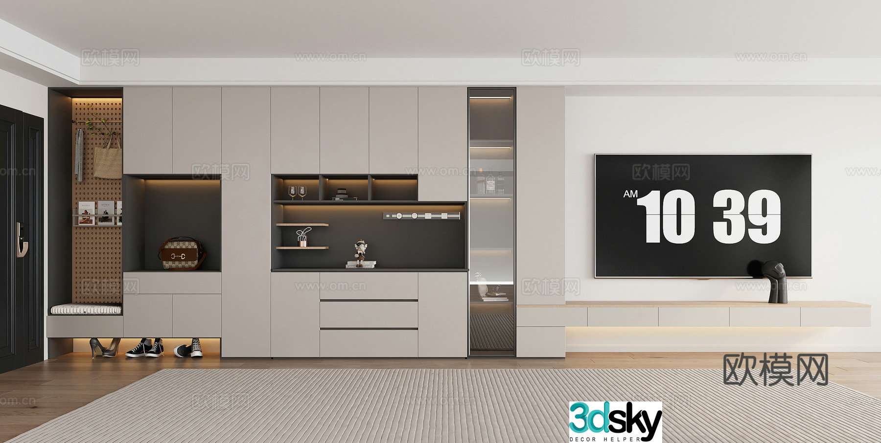 Modern shoe cabinet wine cabinet TV cabinet integrated cabinet jewelry ornaments sideboard 3D model