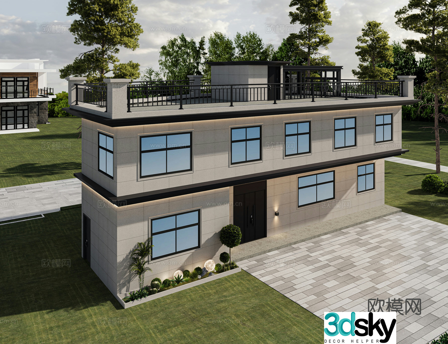 Modern villa exterior 3d model