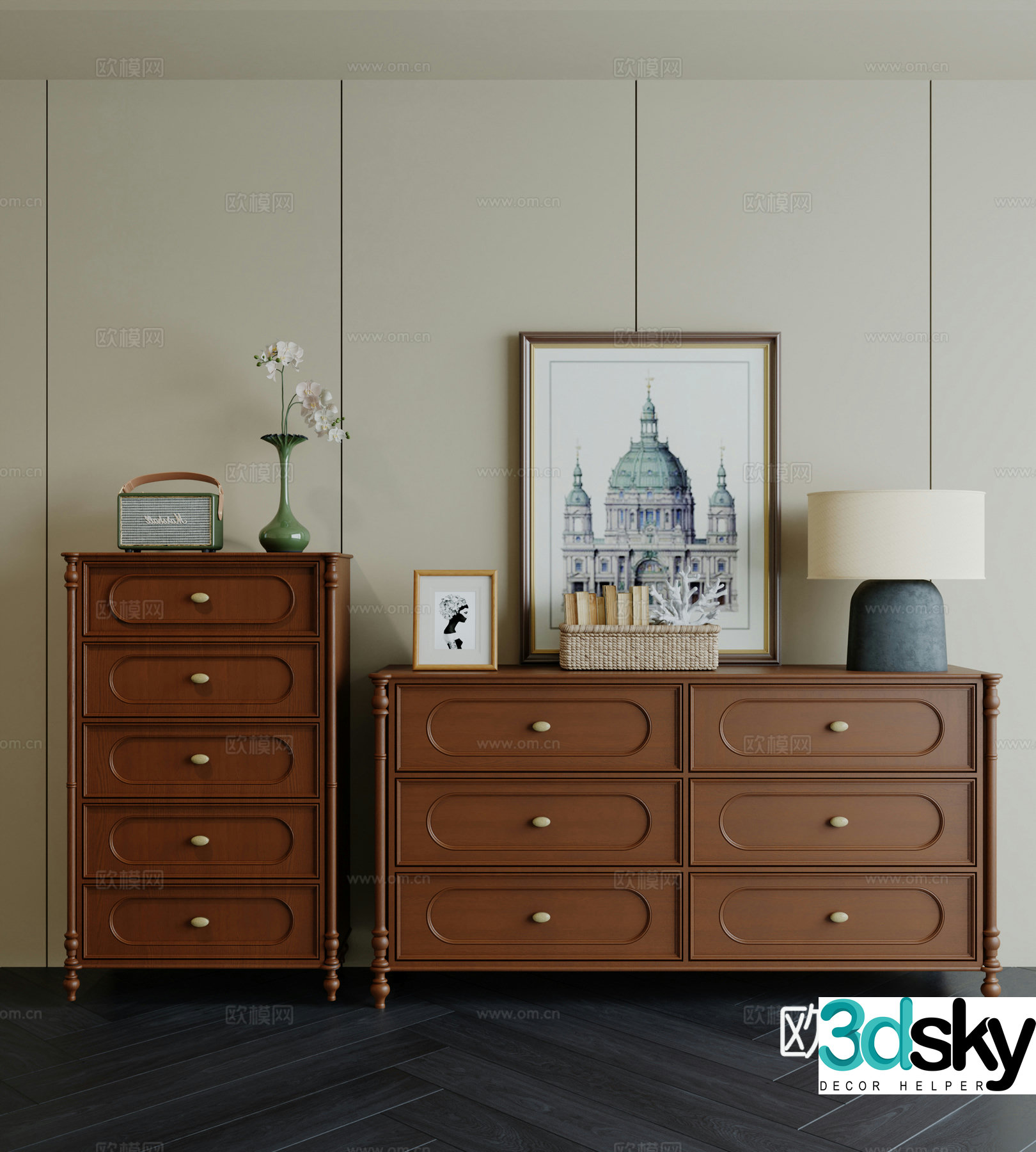 American style entrance cabinet American style chest of drawers 3D model