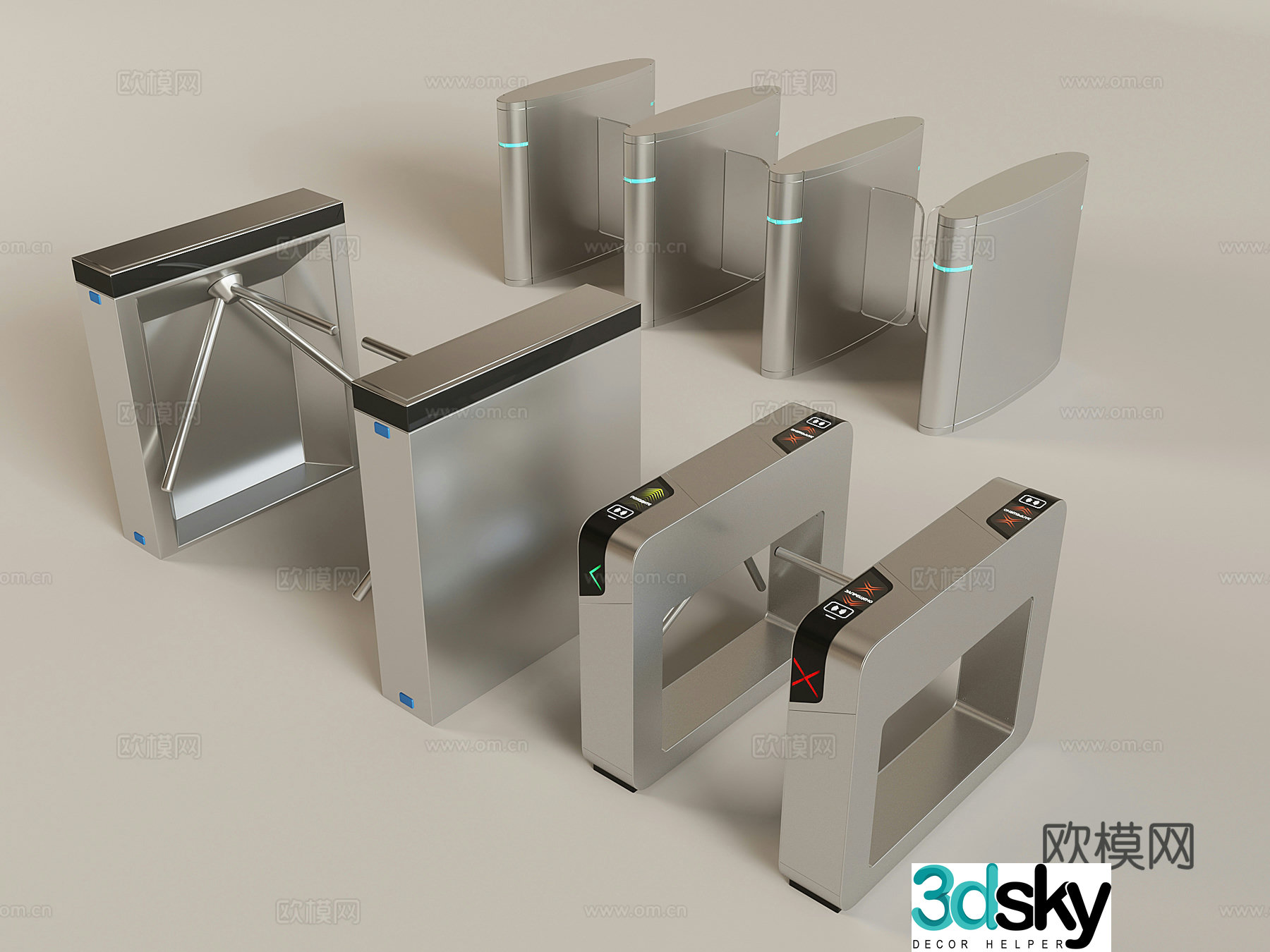Automatic sensing access gate gate gate security instrument security door public equipment 3D model