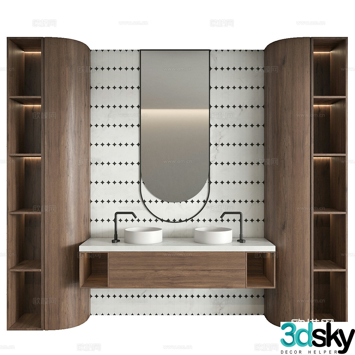 New Chinese style light luxury washbasin cabinet 3D model