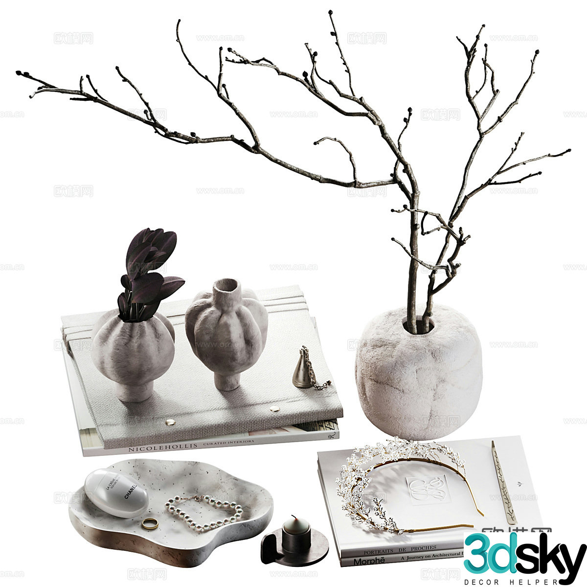 New Chinese light luxury jewelry ornaments combination 3D model