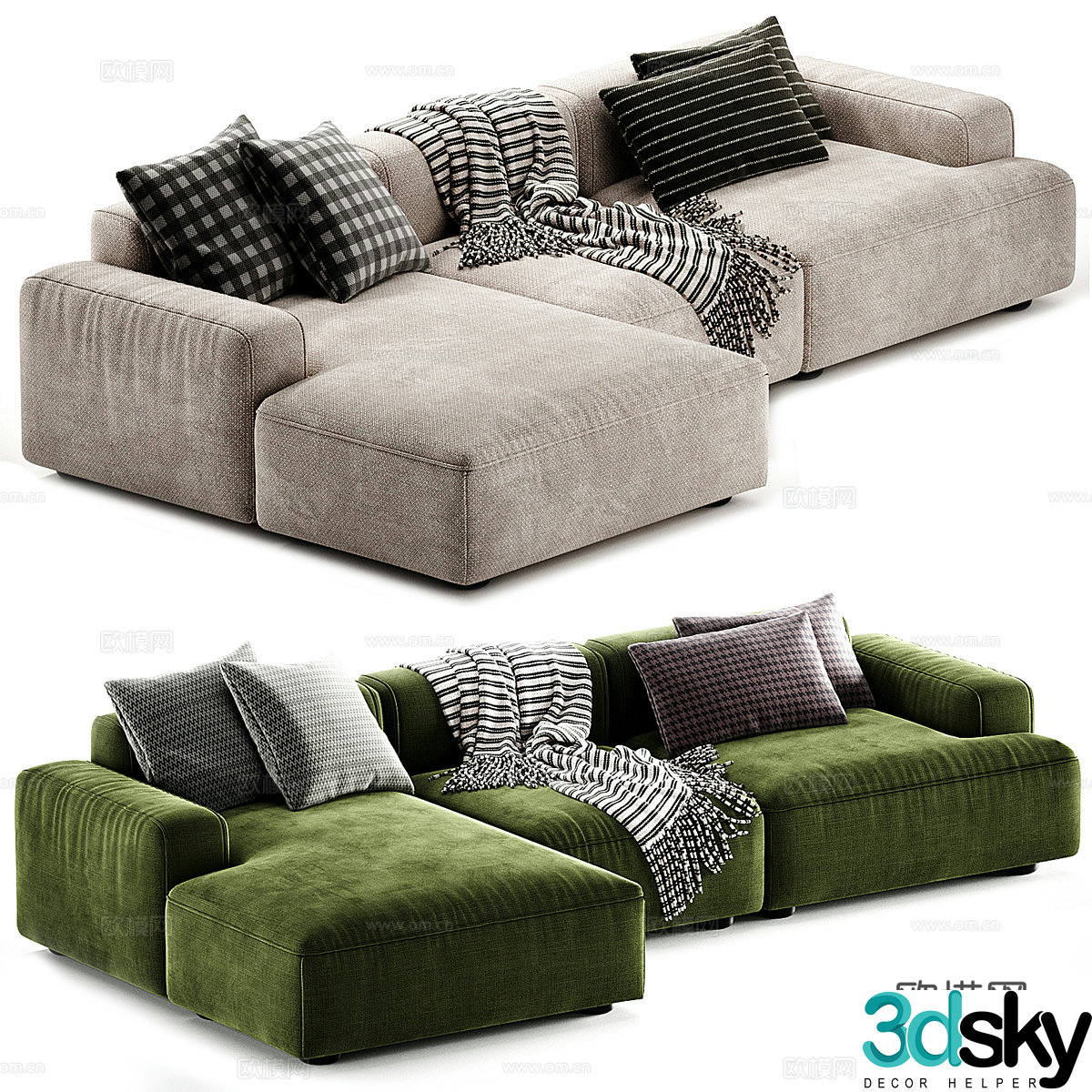 Modern Italian fabric corner sofa 3D model