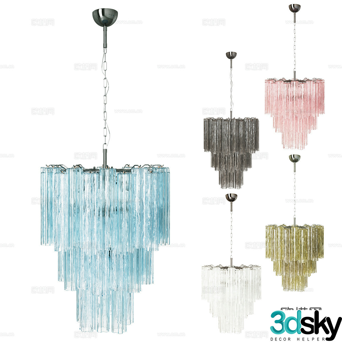 Modern light luxury chandeliers 3d model