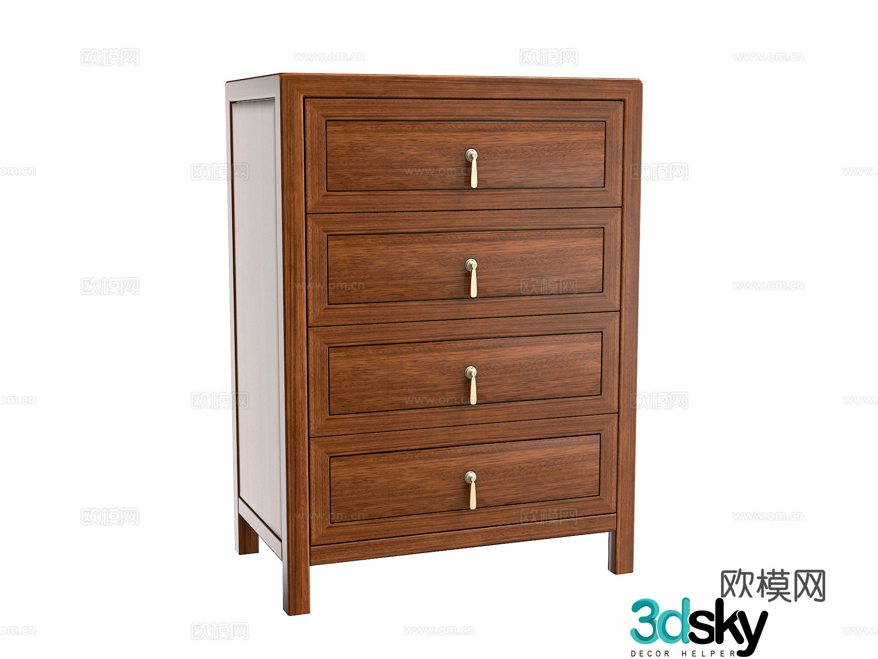 New Chinese style four chest of drawers 3D model