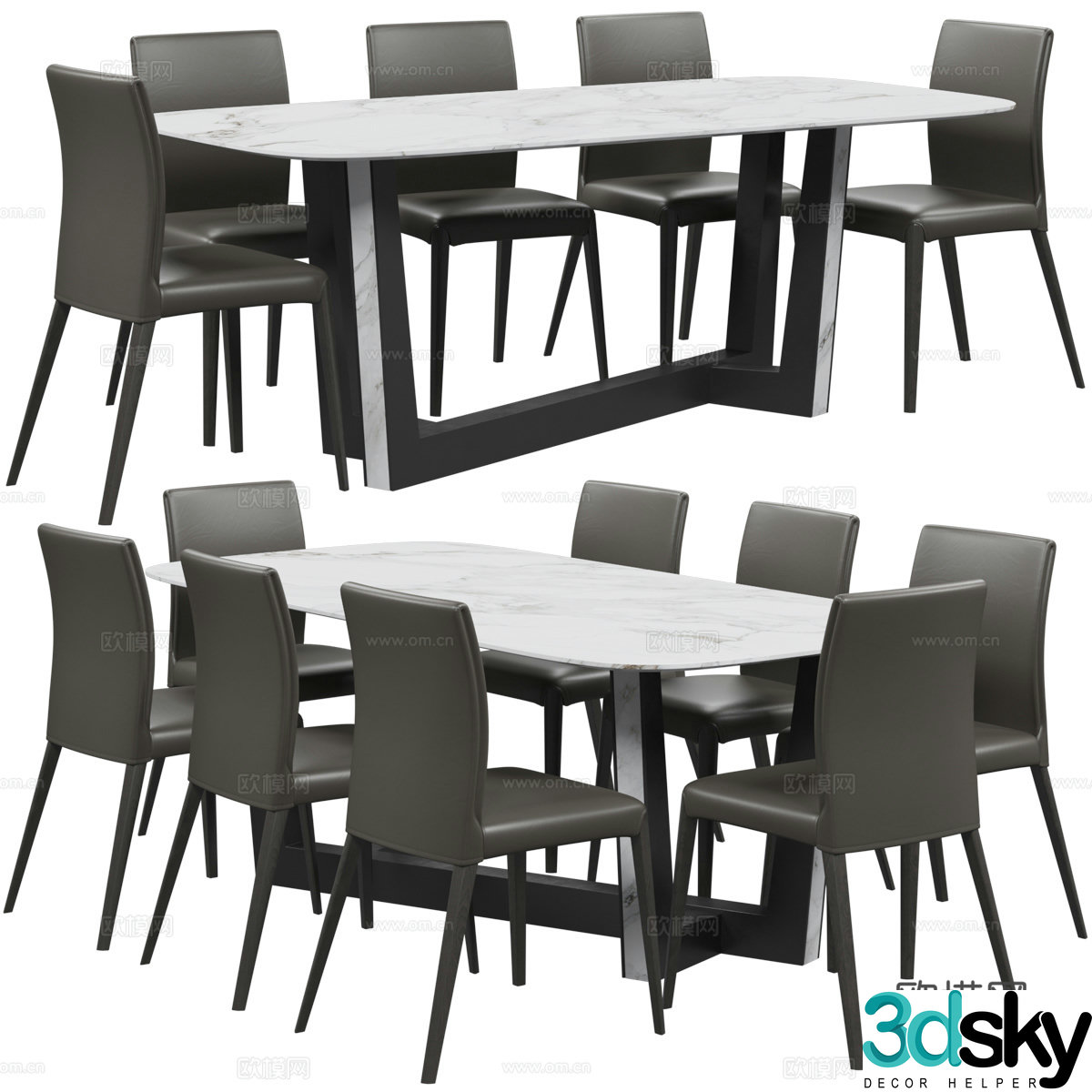 Dining table and dining chair 3d model