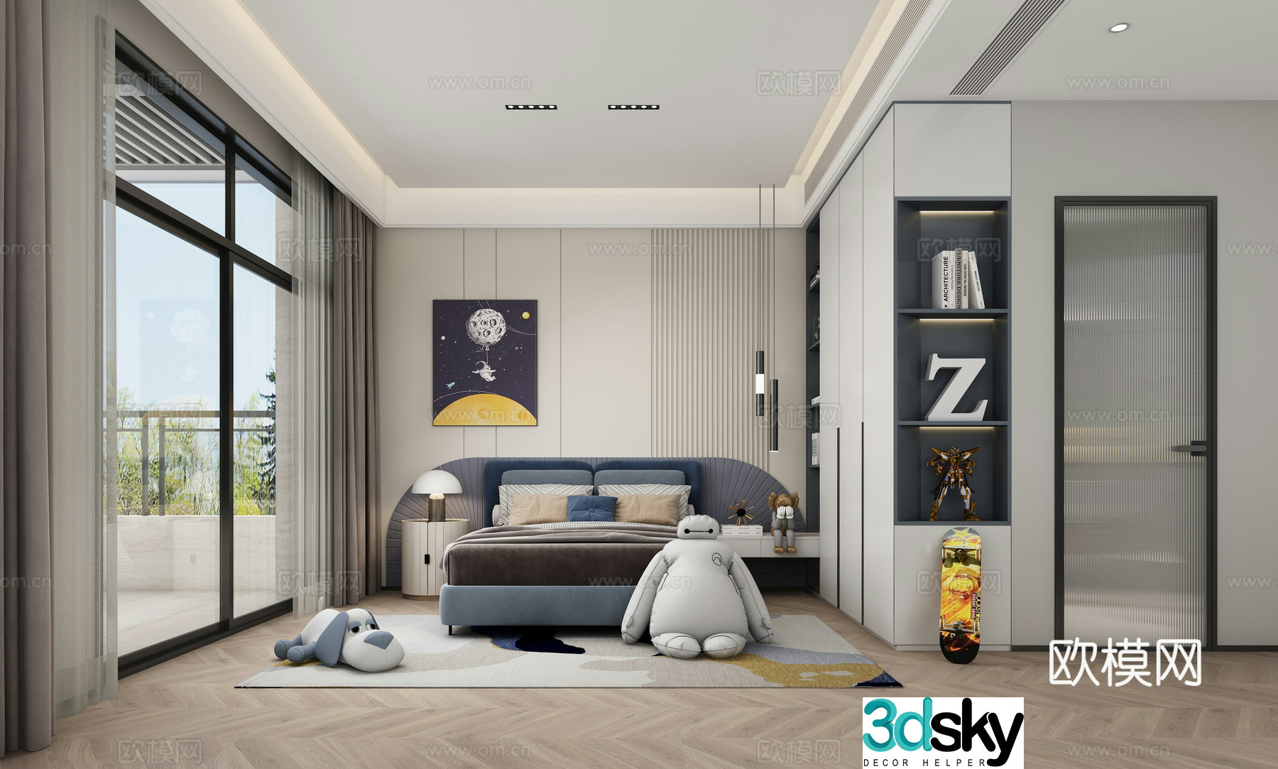 Modern boy room 3d model