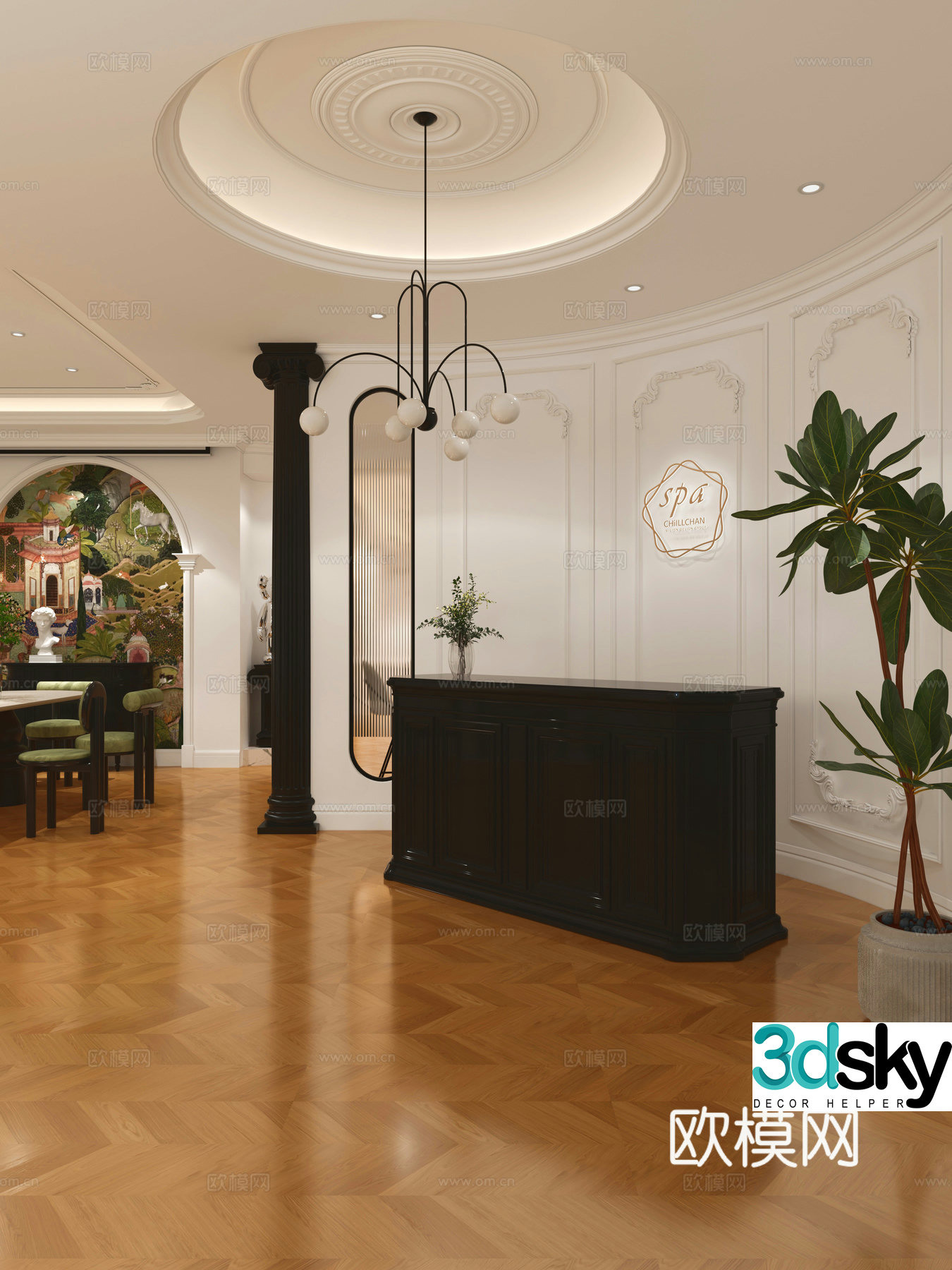 French beauty salon beauty bed Reception area Recreation area Aisle 3D model 3D model