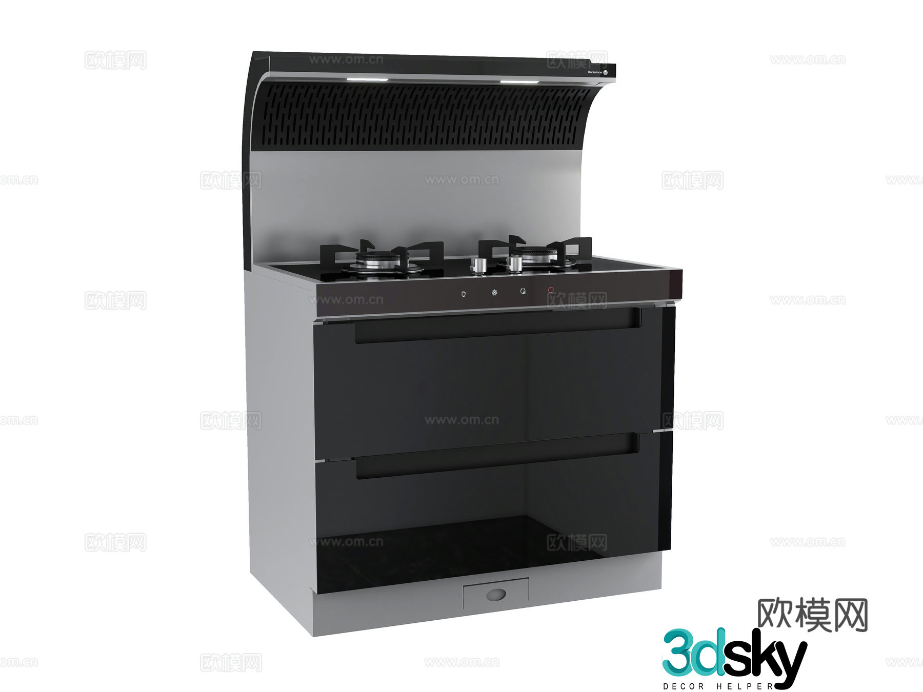 Modern integrated stove 3D model