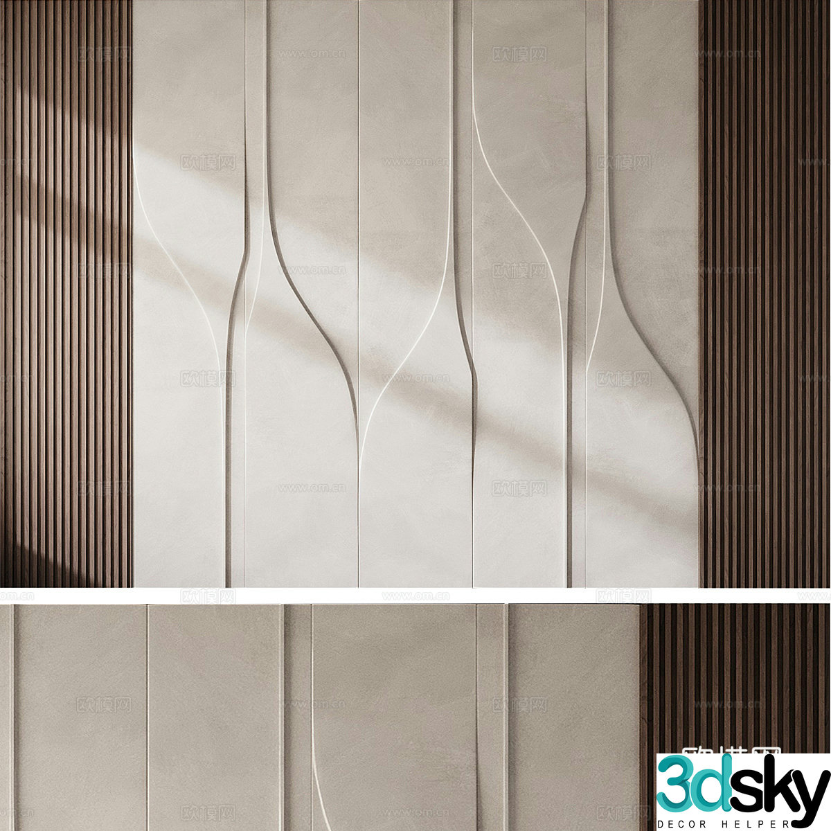 New Chinese style background wall 3d model