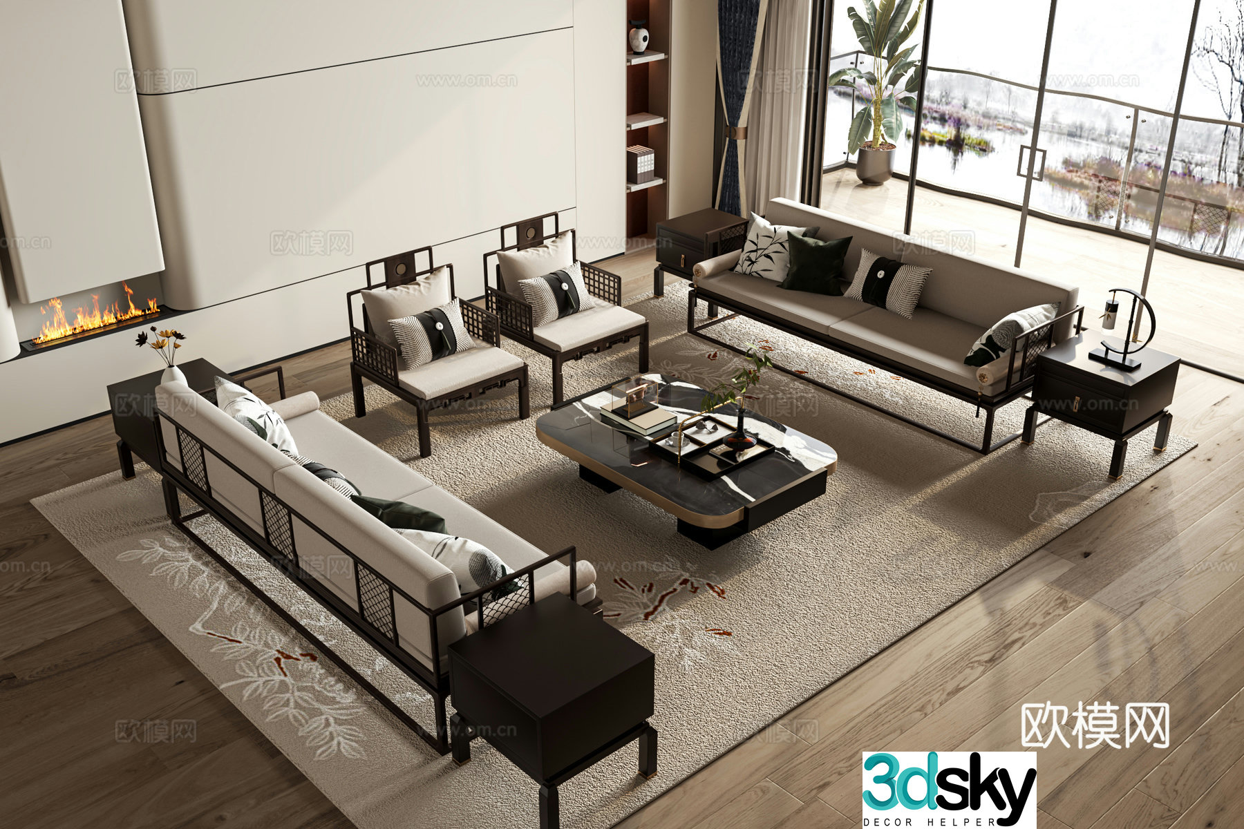 New Chinese style sofa 3D model