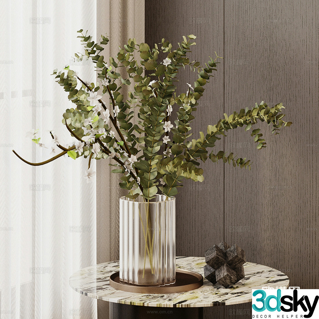 Modern flower art Indoor landscape flower art Living room dining table vase ornaments Hotel lobby flower art ornaments 3D model