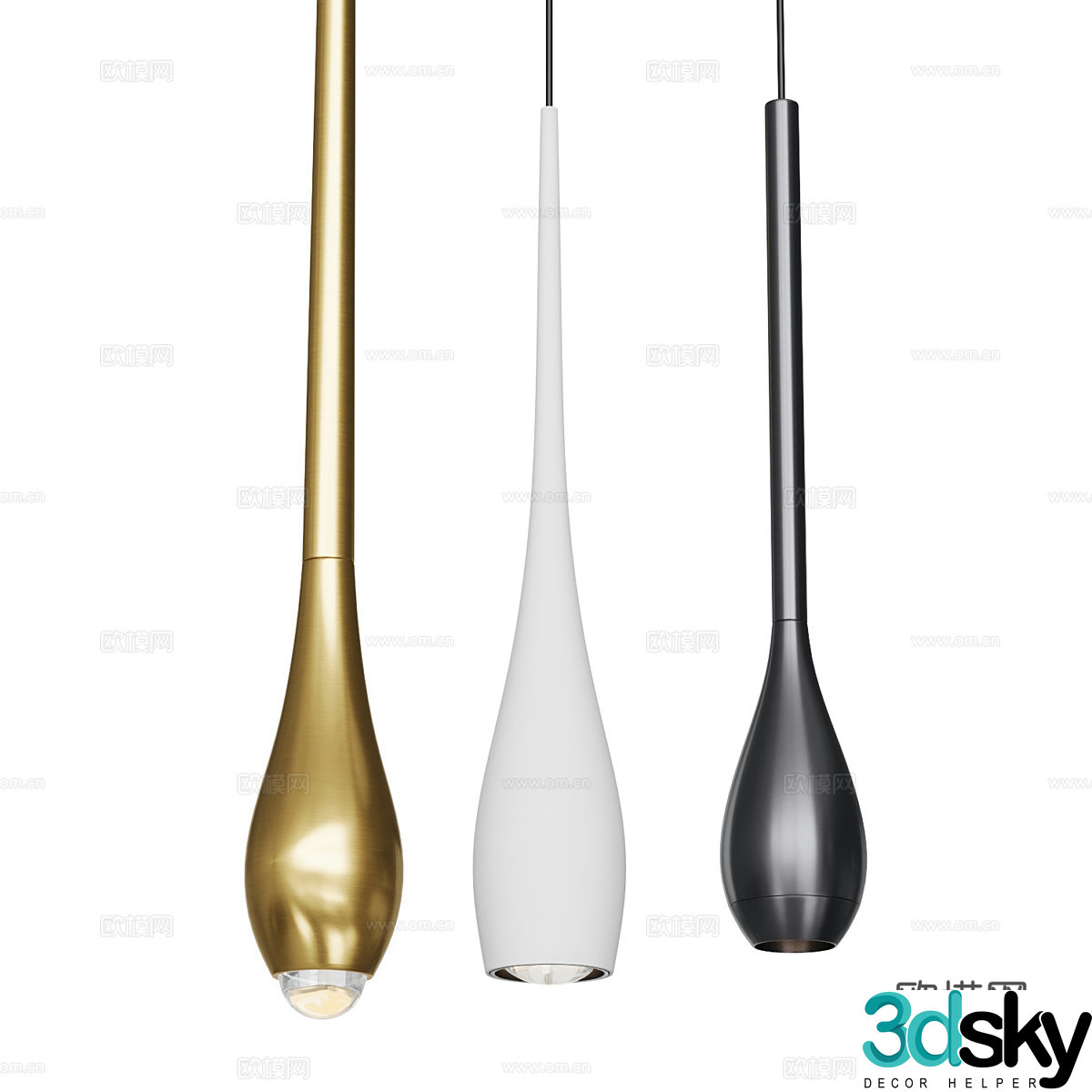 Modern light luxury JURIS water droplet chandelier 3d model