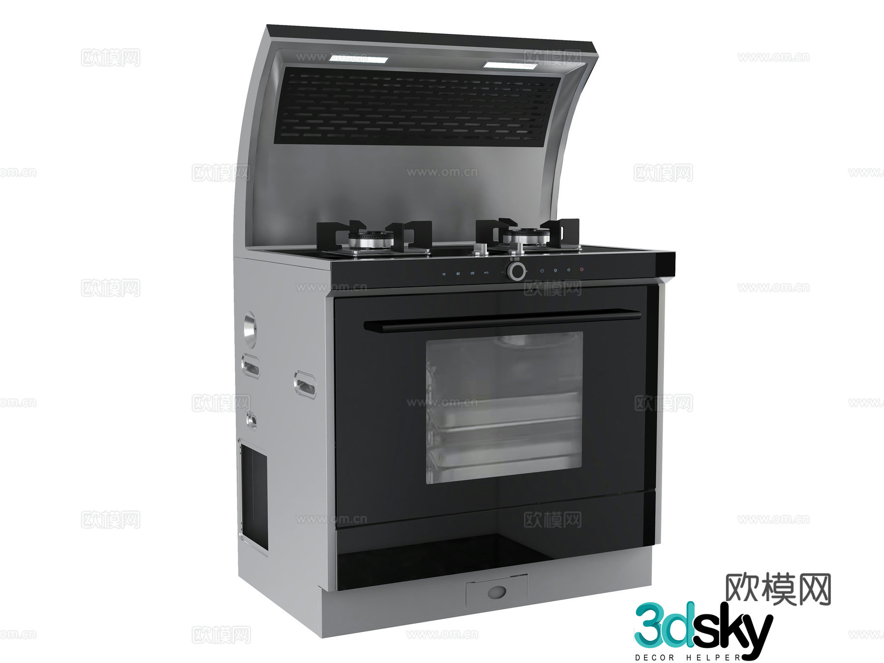 Modern integrated stove 3D model