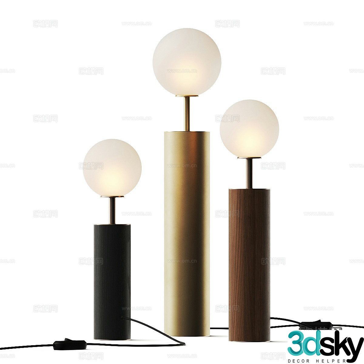 New Chinese Light Luxury CVL Floor Lamp 3D Model